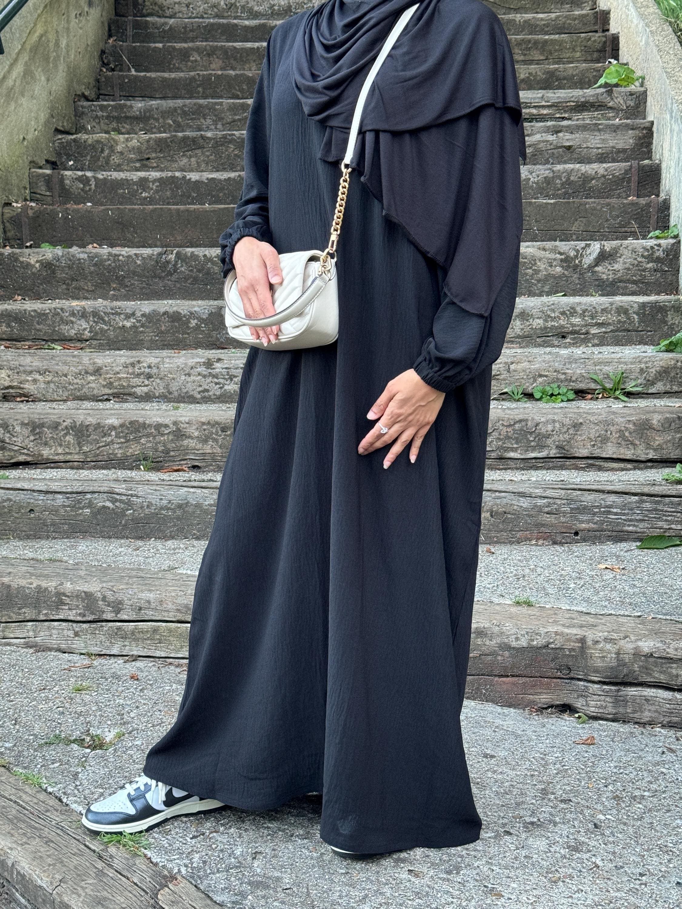 Summer Abaya-Lightweight Crepe Summer Abaya- pocket abaya with Scarf- Jilbub-Umrahabaya-plain abaya,closed abaya