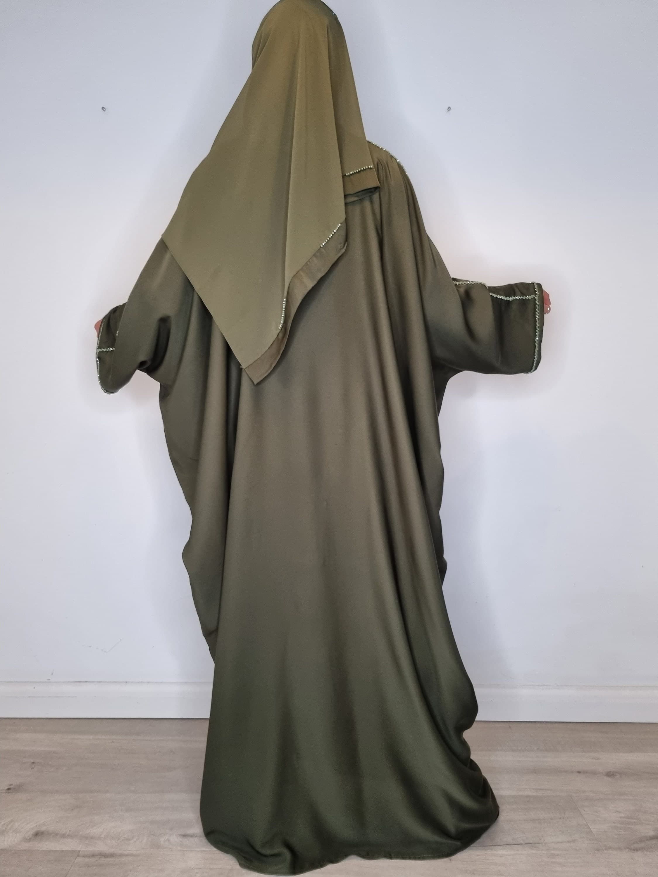Elegant Jamila Butterfly Abaya Set with Inner Belt and Hijab Scarf | Handcrafted Modest Fashion for Eid, Party, and Wedding Occasions - image 4