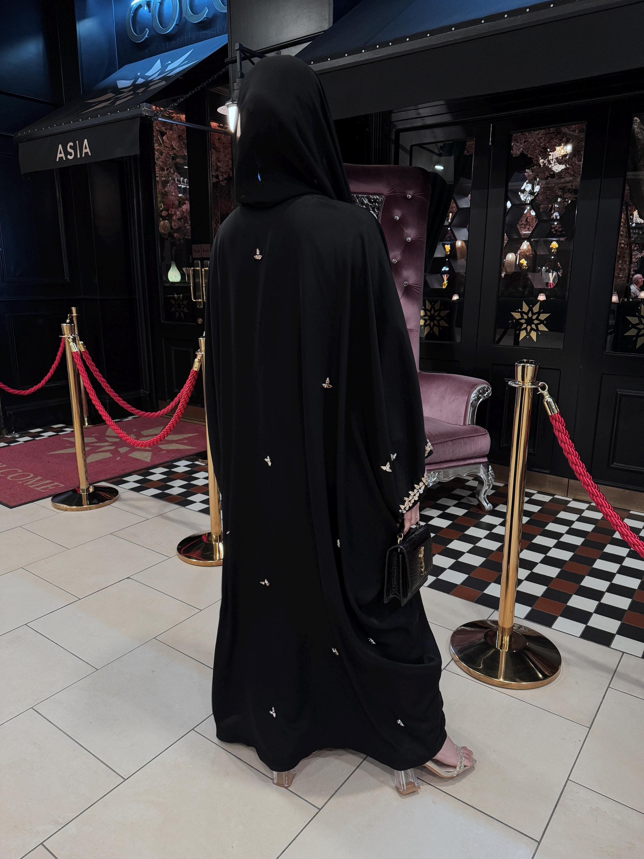PureAbayas Iqra Abaya - Handcrafted Open Butterfly Heavy Embellished Jewels 4, Eid Outfit - image 5