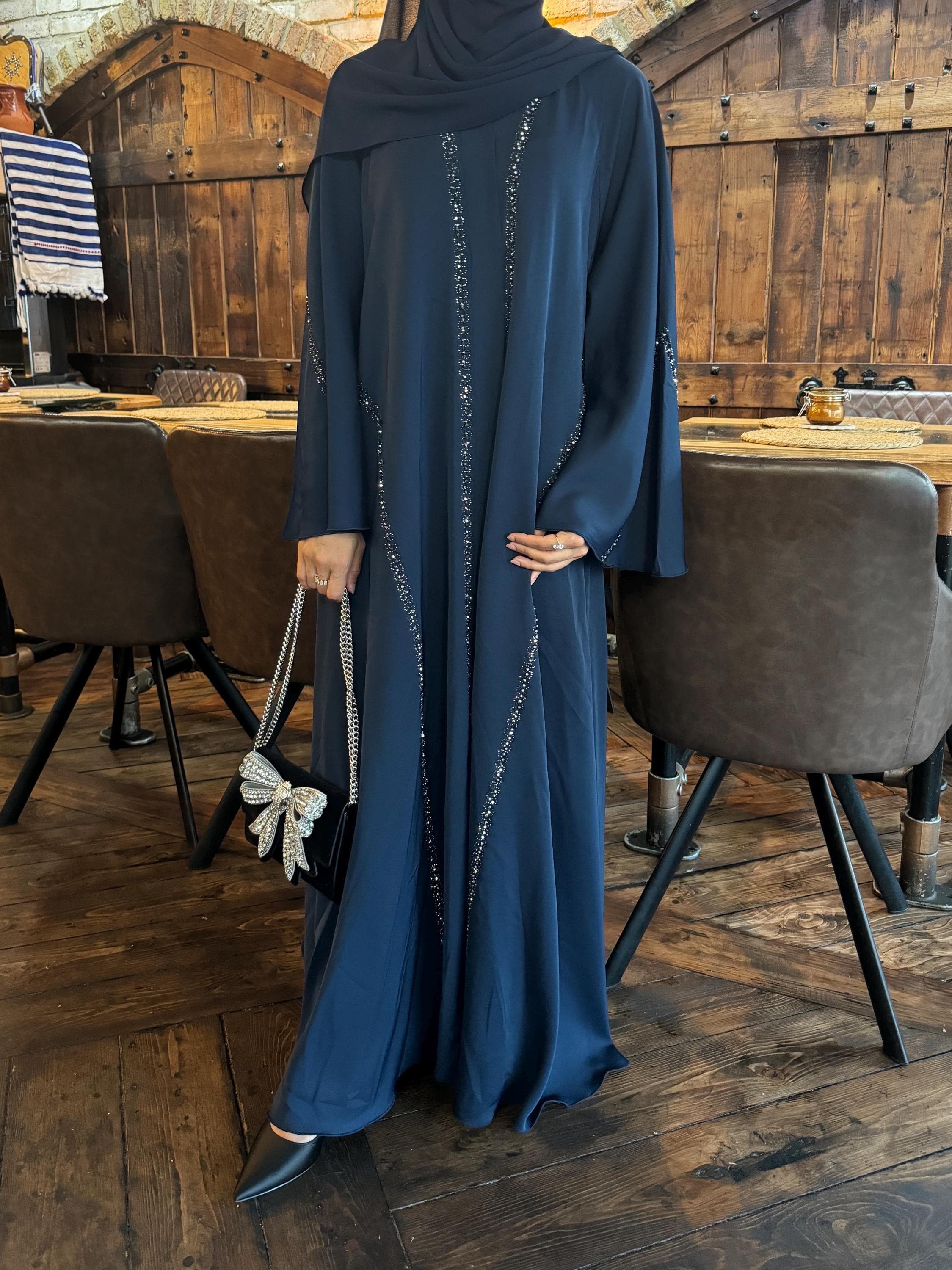 Inaya Open Umbrella Abaya with Handwork and Gemstone Embellishments, Ramadan abaya - image 5