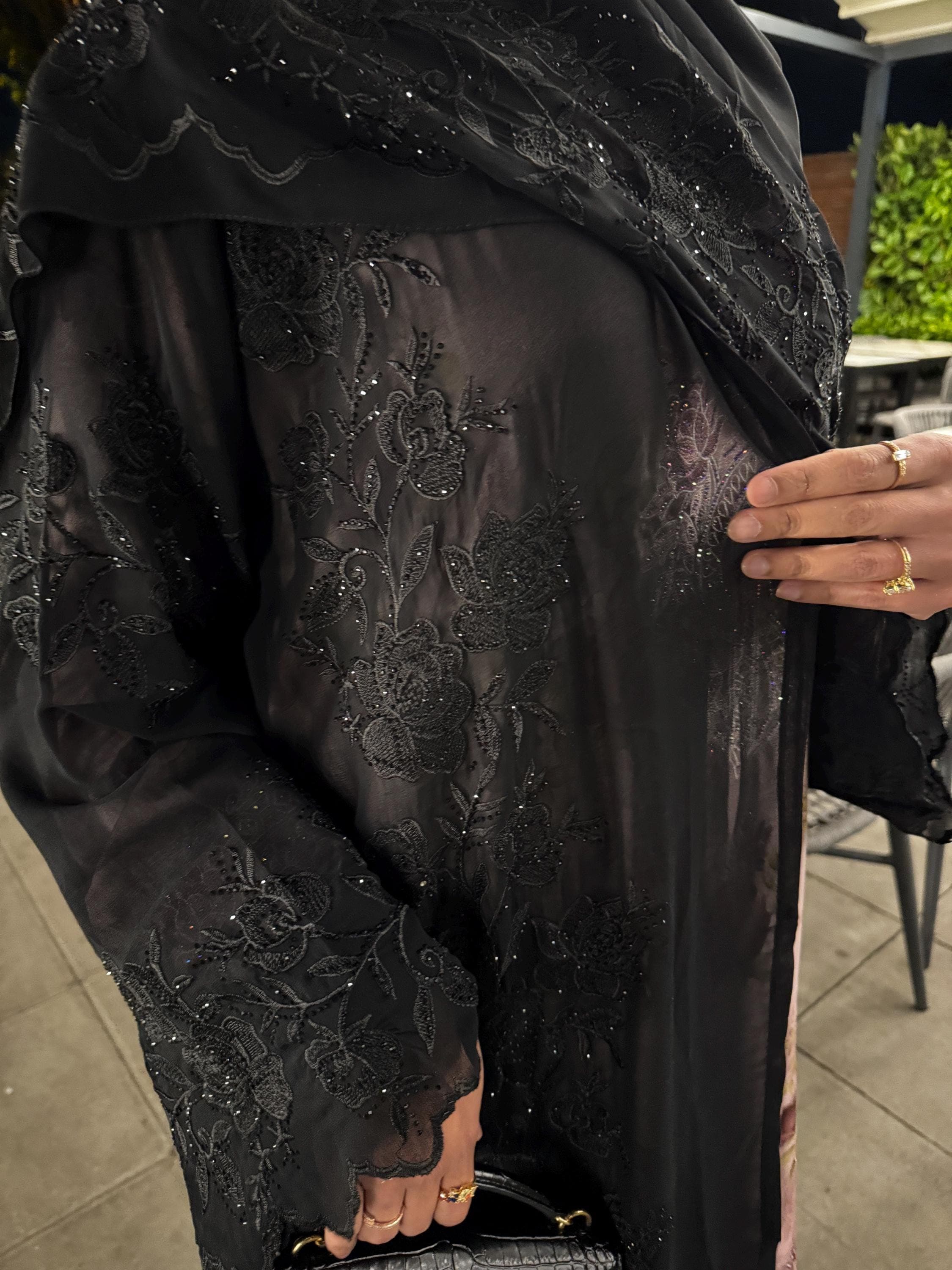 Layali Luxury Chiffon 4 piece Abaya Set with Inner slip  and Matching Hijab