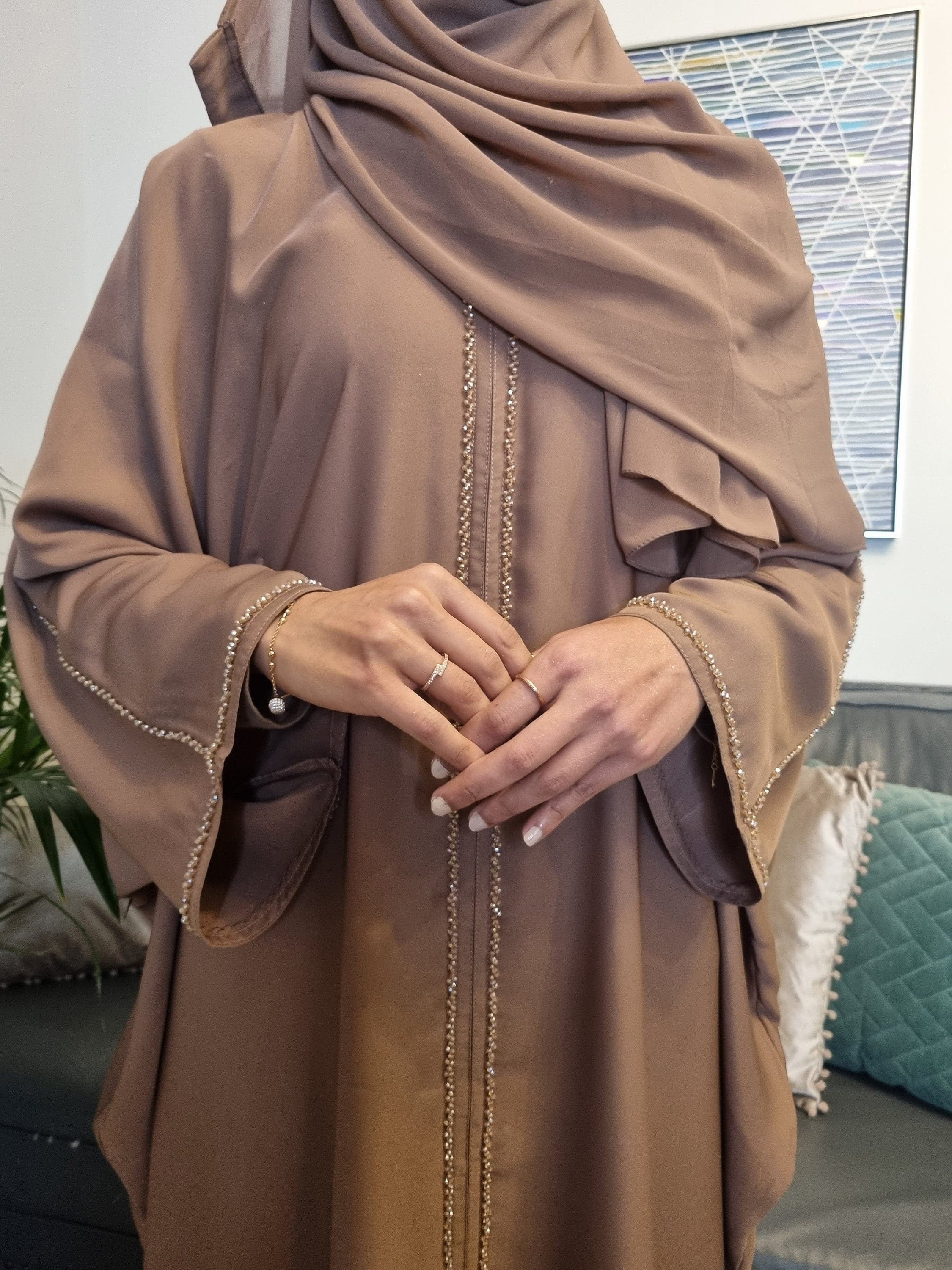 Elegant Jamila Butterfly Abaya Set with Inner Belt and Hijab Scarf | Handcrafted Modest Fashion for Eid, Party, and Wedding Occasions - image 2
