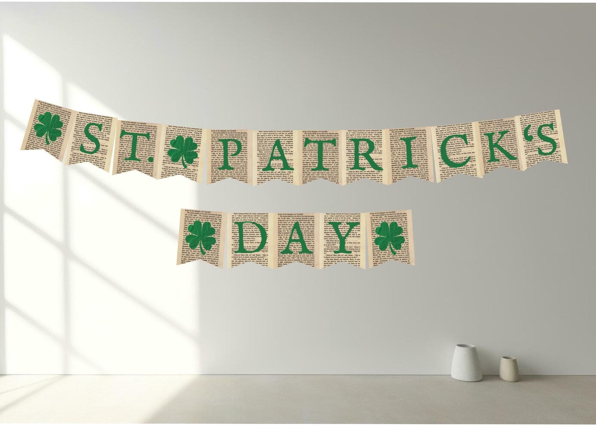 St. Patrick's Day Banner: Printable Shamrock Book Banner (Digital Download)