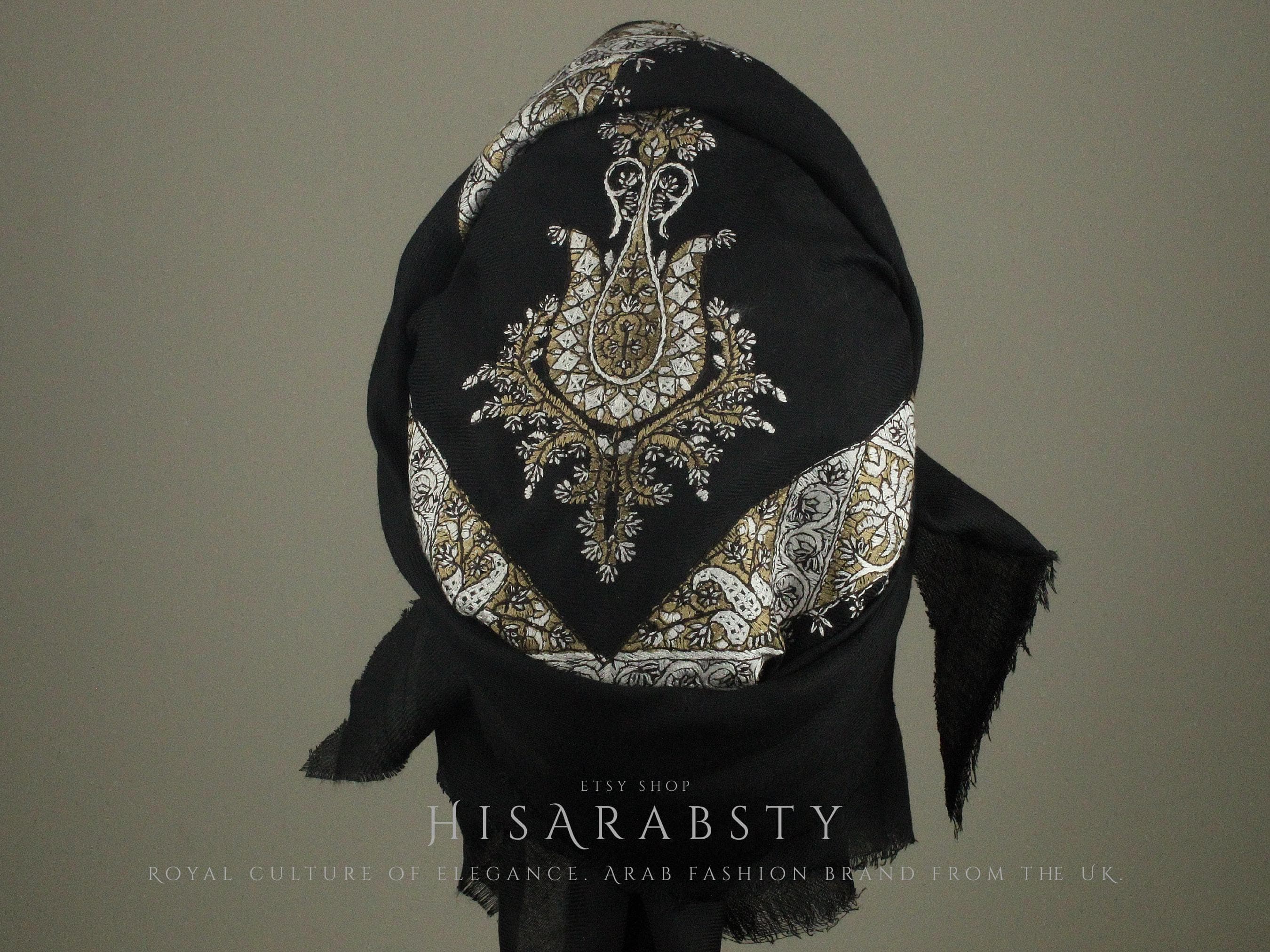 Ready To Wear Black Traditional Yemeni Embroidered Imamah Shemagh Adjustable Perfect For Men & Children Unique Scarf Easy To Wear AB35 - image 4