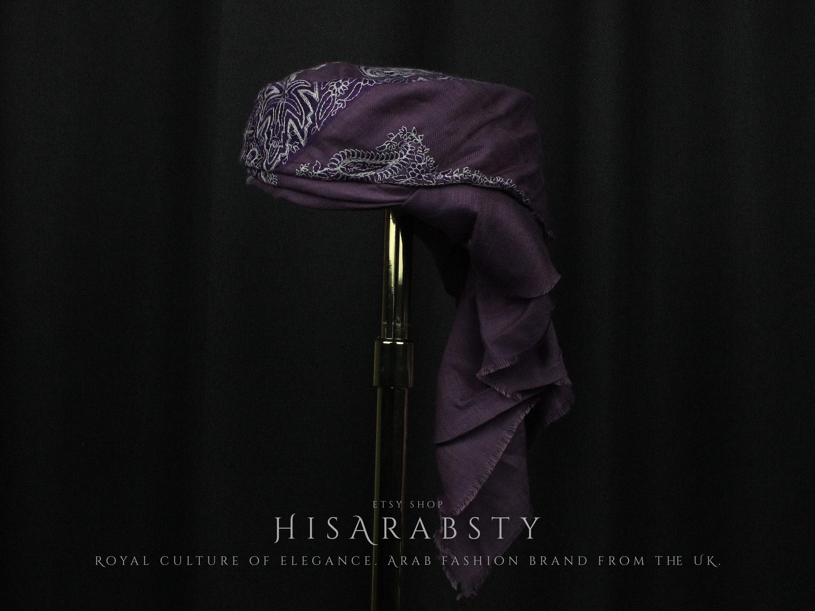 Ready To Wear Purple Traditional Yemeni Embroidered Imamah Shemagh Adjustable Perfect For Men & Children Unique Scarf Easy To Wear AR907