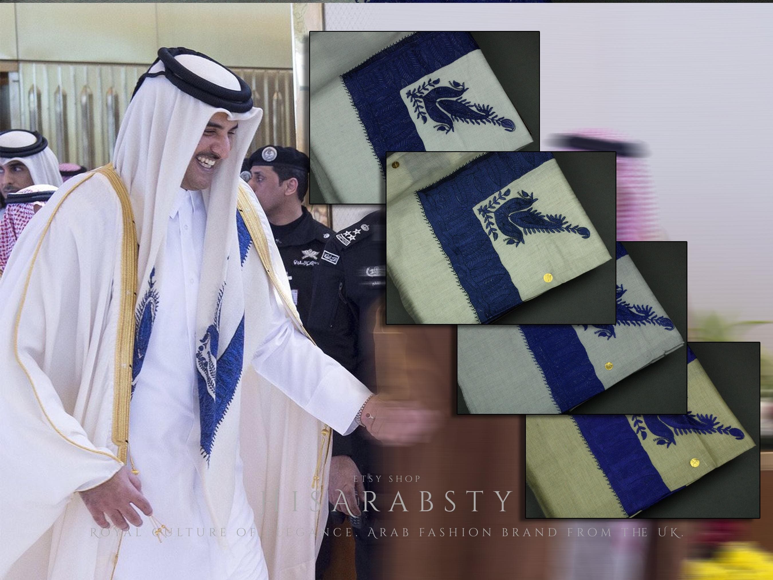 Inspired By Royalty Qatari Shawl Authentic Scarf Rare Emir Tamim Al Thani shemagh Soft Keffiyeh Imamah Yashmagh Fancy Headware Arabian