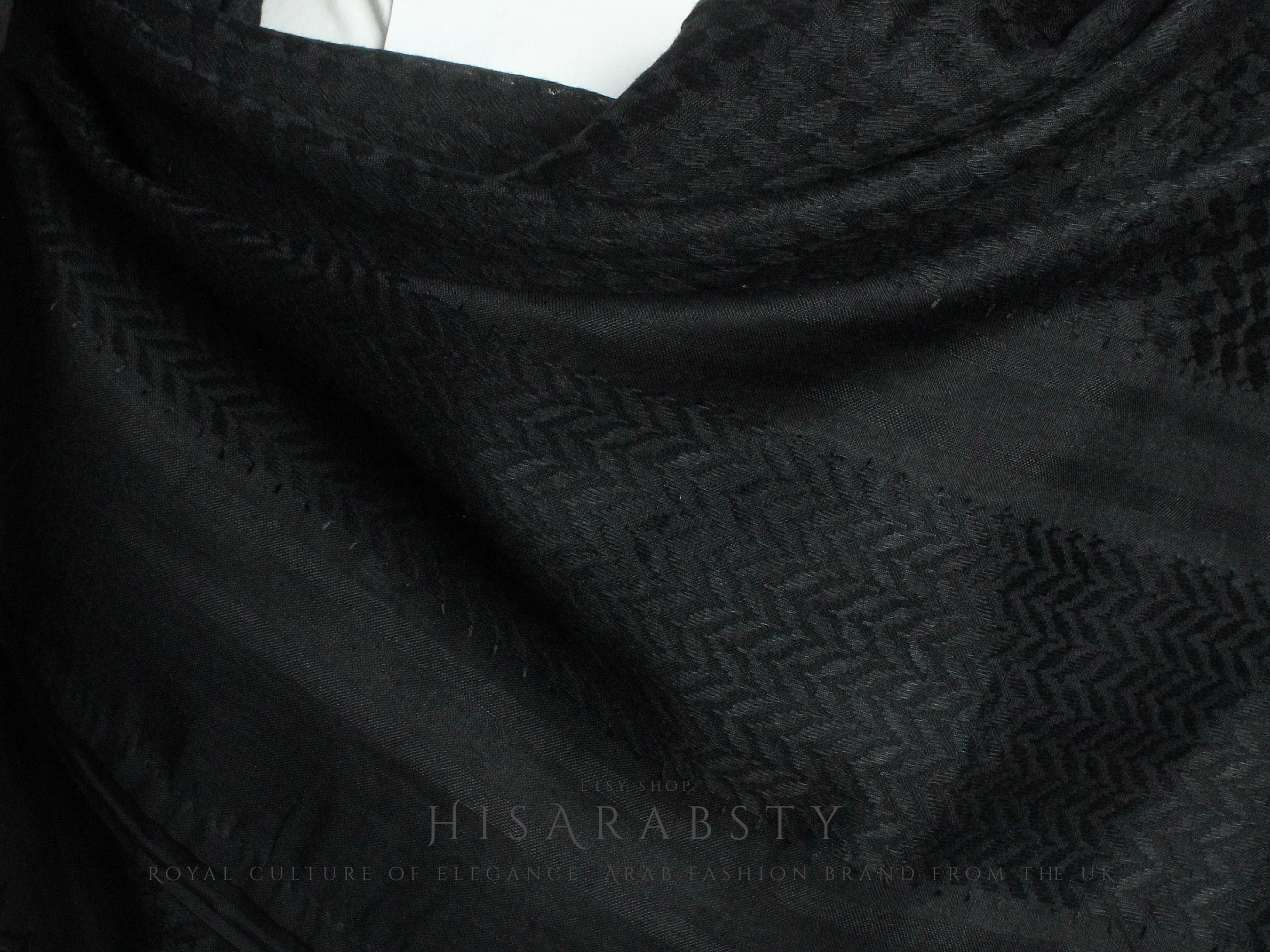 Full Black Shemagh Original Arabian Scarf Saudi Arabian Imamah Islamic Arabic Attire Ghutra Arab Outfit Soft Everyday Use XB02 - image 5