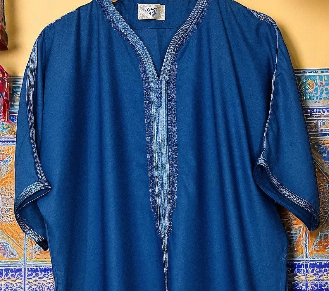 Blue Moroccan Comfortable Kandora Djellaba Thobe Soft Elegant Perfect for Everyday Wear MR08