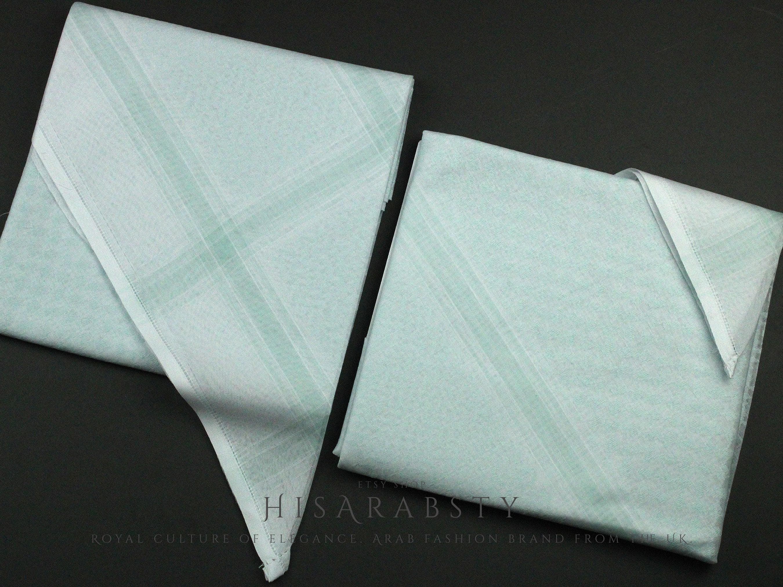 Rare Premium Mint Green and White Saudi Shemagh Classic Scarf Super Soft LightWeight Easy To Wear Keffiyeh Imamah Ghutra MT1