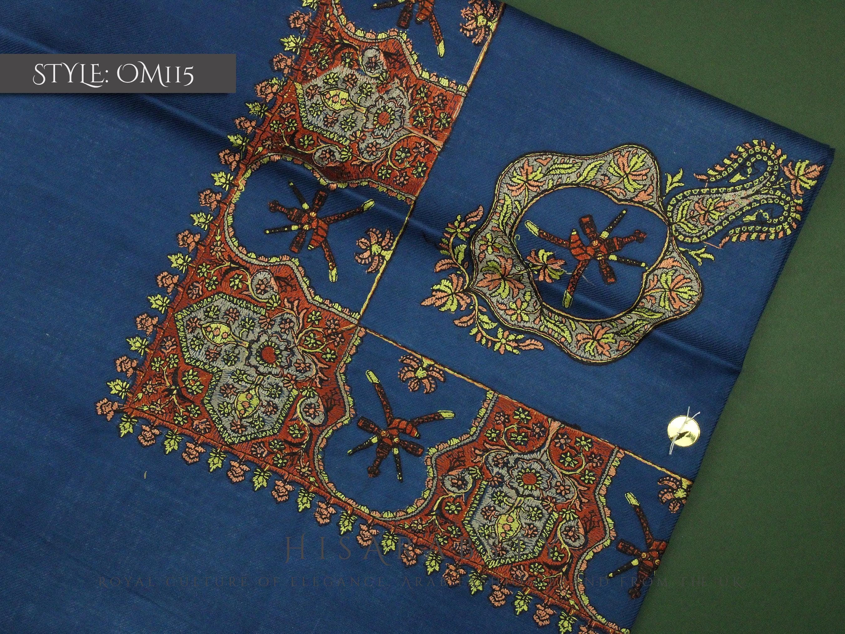 Rare Blue Colour National Omani Massar Embroidered Authentic Scarf Amazing Keffiyeh Imamah Ghutra Arab Men Unique Scarves Perfect Gift