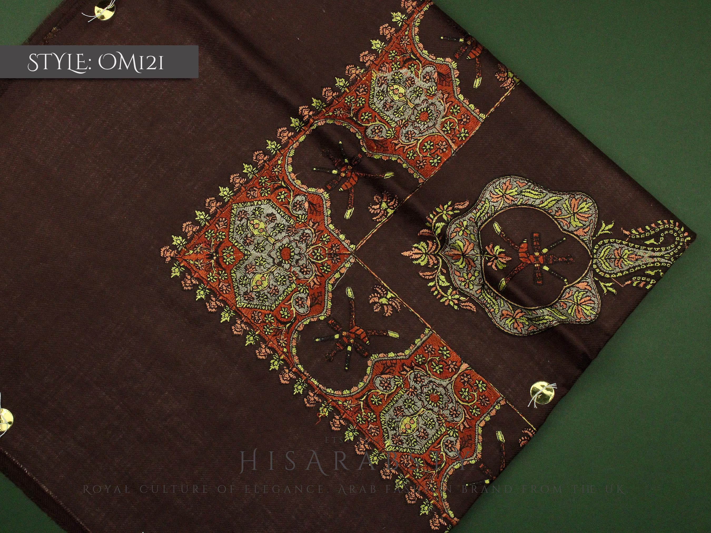 Rare Brown Colour National Omani Massar Embroidered Authentic Scarf Amazing Keffiyeh Imamah Ghutra Arab Men Unique Scarves Perfect Gift