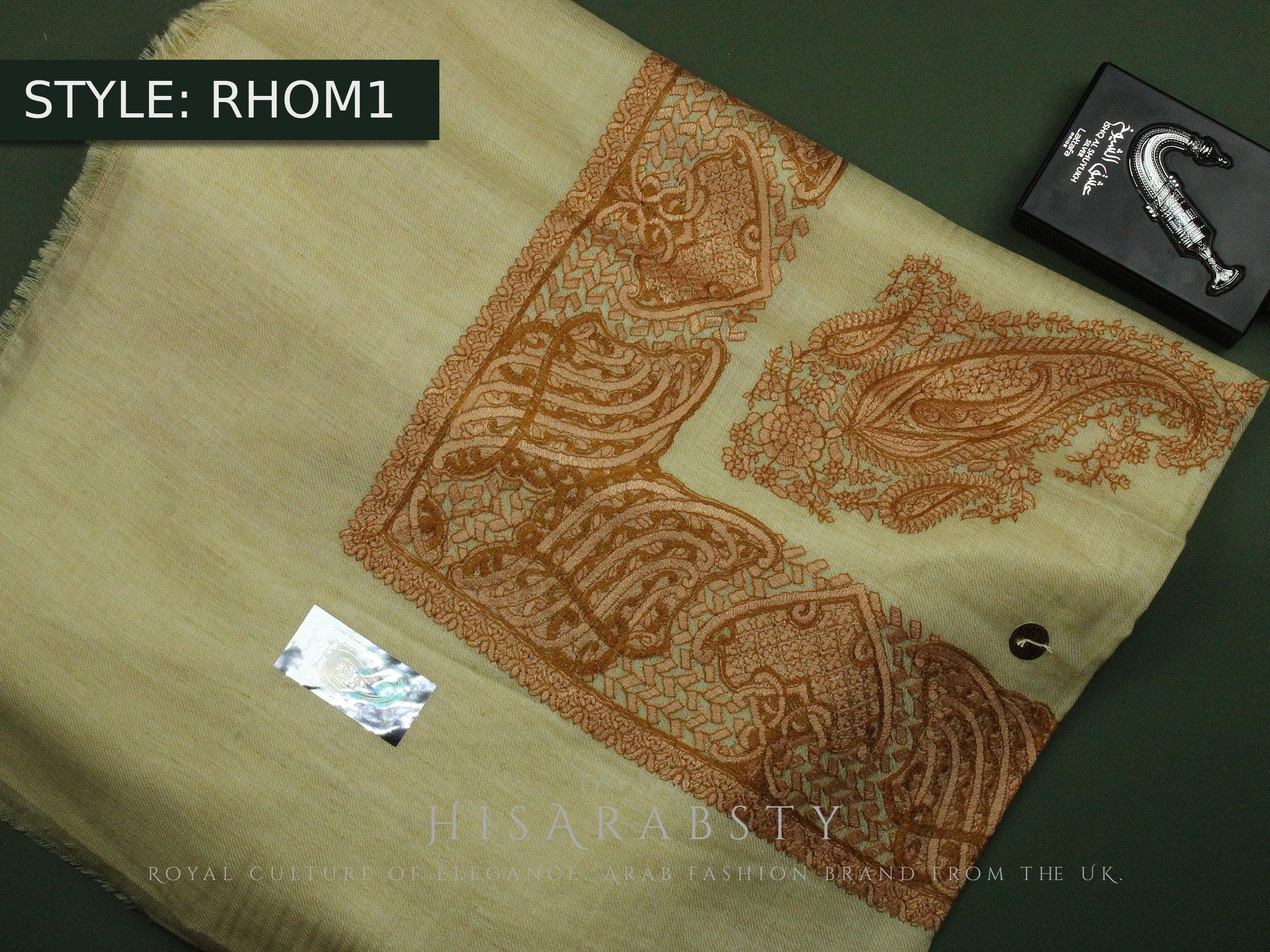 Traditional Cream Colour Royal Omani Massar Embroidered Scarf Amazing Keffiyeh Imamah Ghutra Arab Men Unique Scarves Perfect Gift Eid Wear - image 3