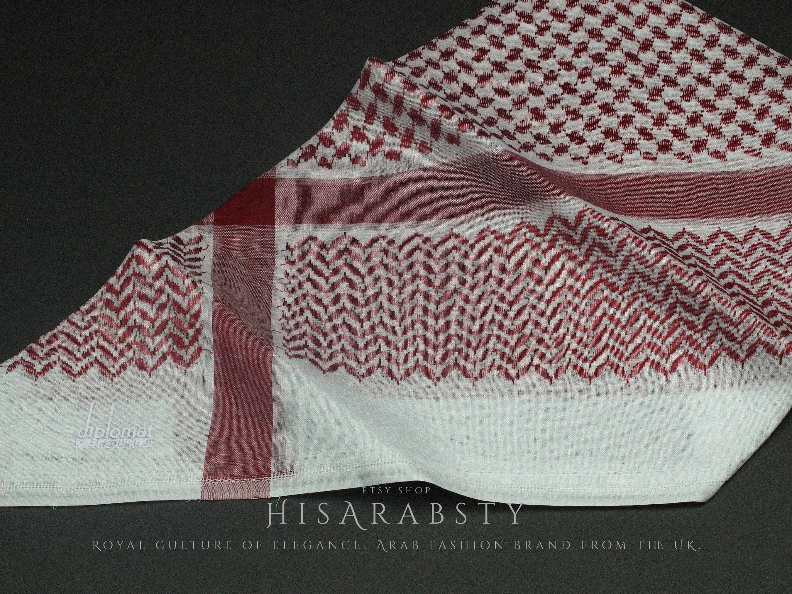 Rare Premium Red and White Shemagh Keffiyeh Original Arab Scarf Saudi Arabian Imamah Islamic Arabic Attire Unique Ghutra Outfit Soft AR232 - image 3