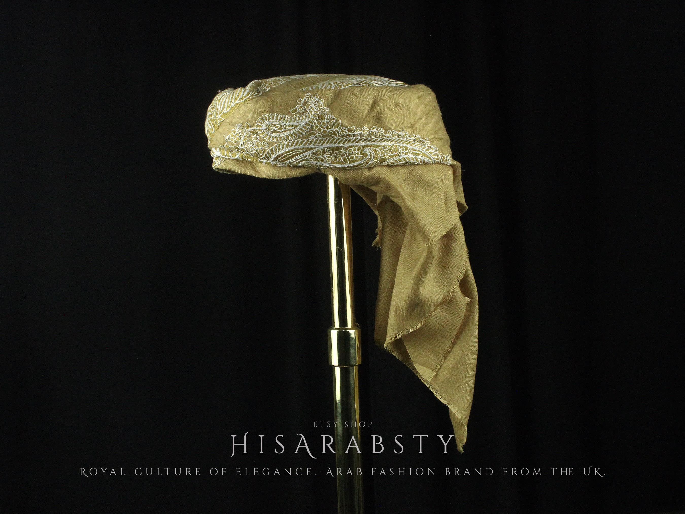Ready To Wear Traditional Yemeni Embroidered Imamah Shemagh Adjustable Perfect For Men & Children Arab Unique Scarf Easy To Wear AR83