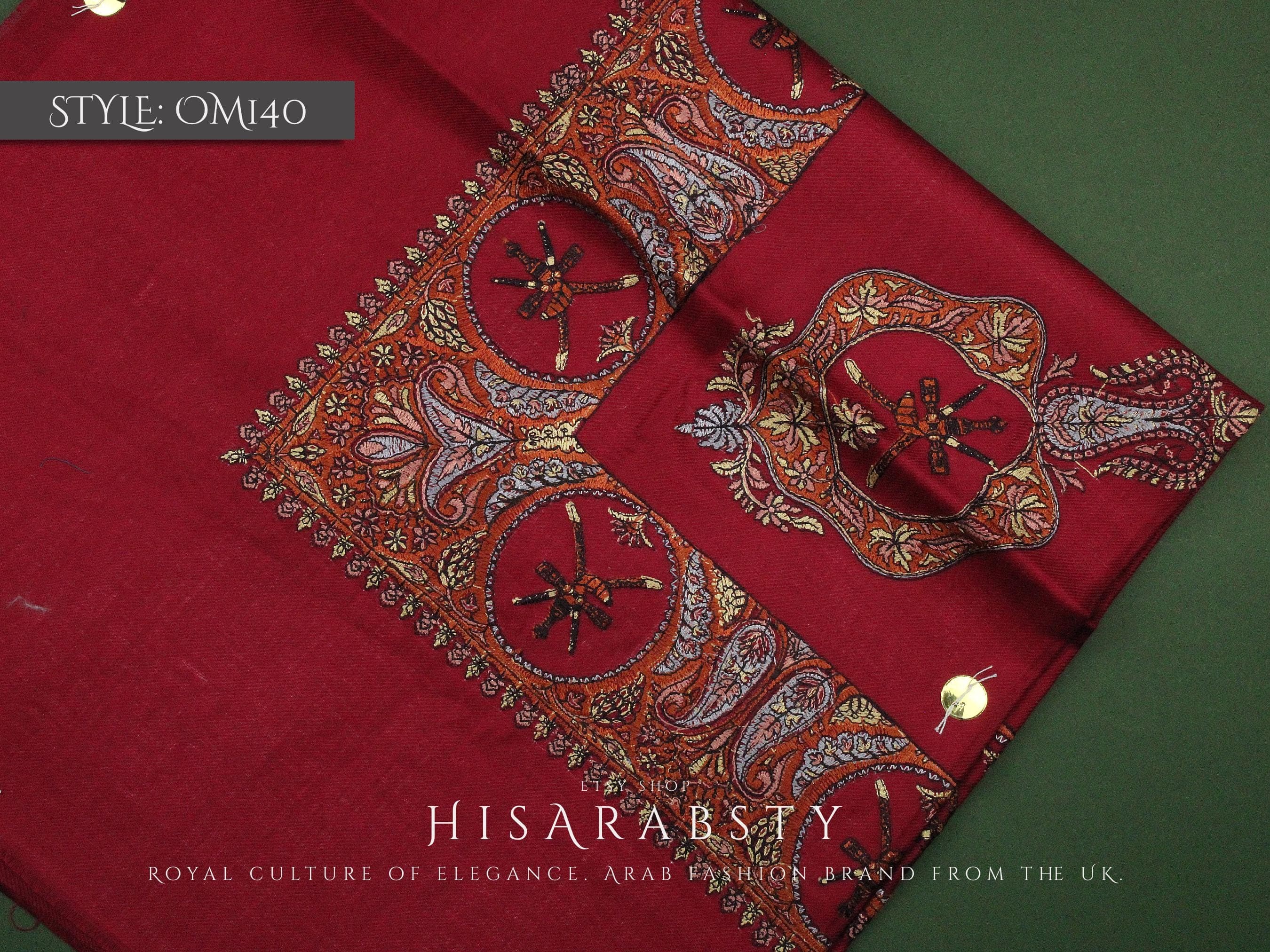 Rare Red Colour National Omani Massar Embroidered Authentic Scarf Amazing Keffiyeh Imamah Ghutra Arab Men Unique Scarves Perfect Gift - image 4