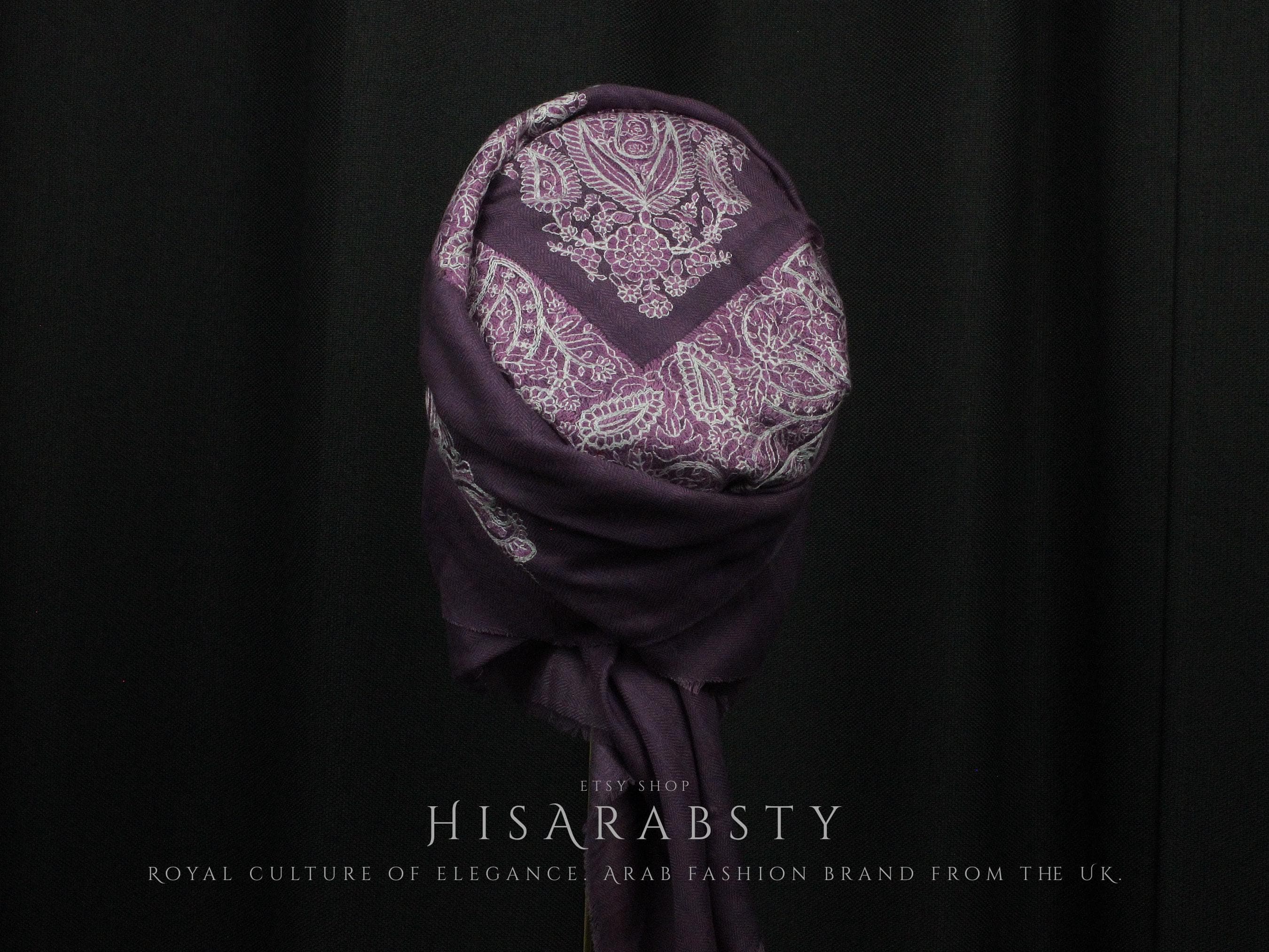 Ready To Wear Purple Traditional Yemeni Embroidered Imamah Shemagh Adjustable Perfect For Men & Children Unique Scarf Easy To Wear AR927 - image 3