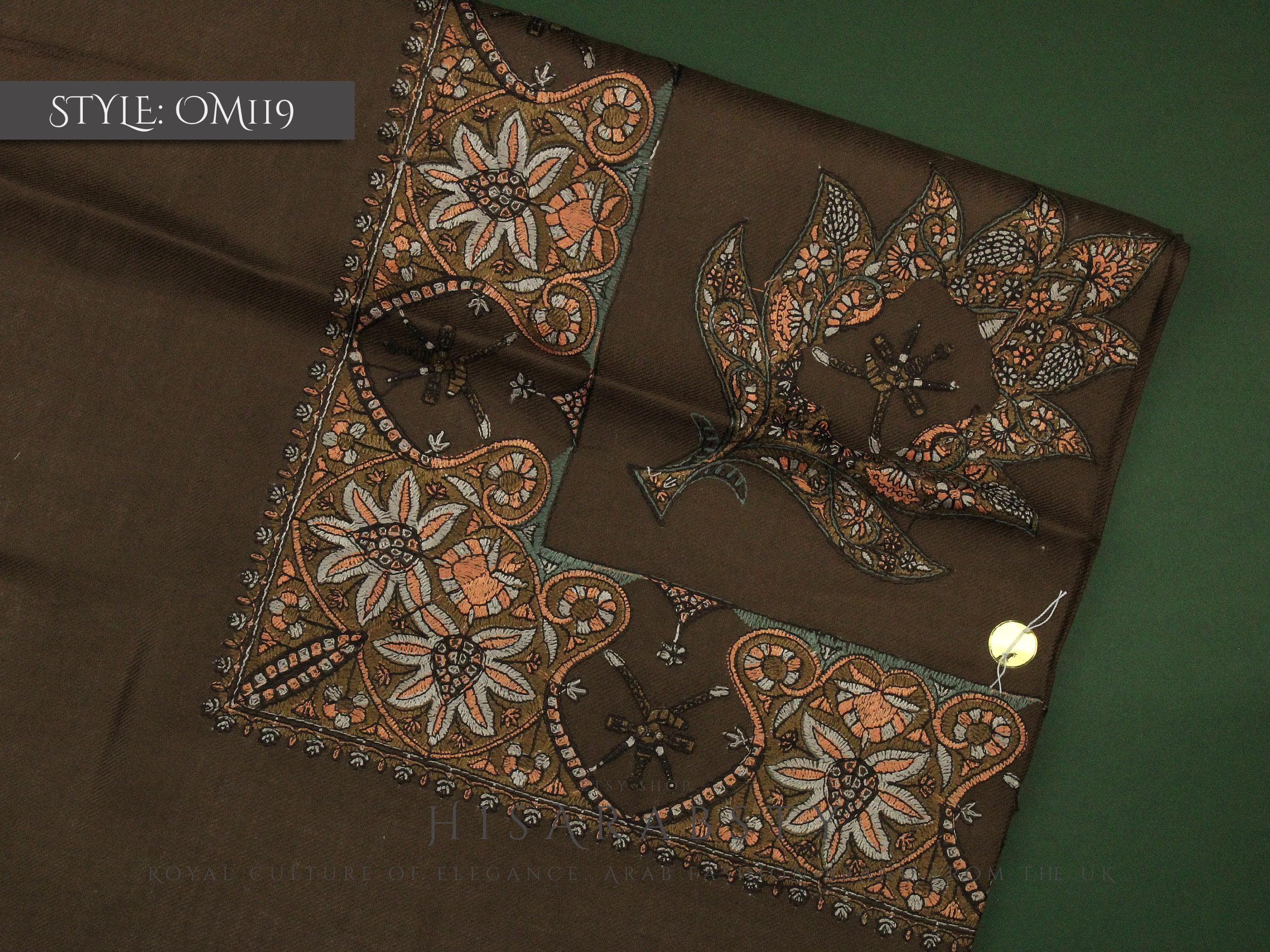 Rare Brown Colour National Omani Massar Embroidered Authentic Scarf Amazing Keffiyeh Imamah Ghutra Arab Men Unique Scarves Perfect Gift