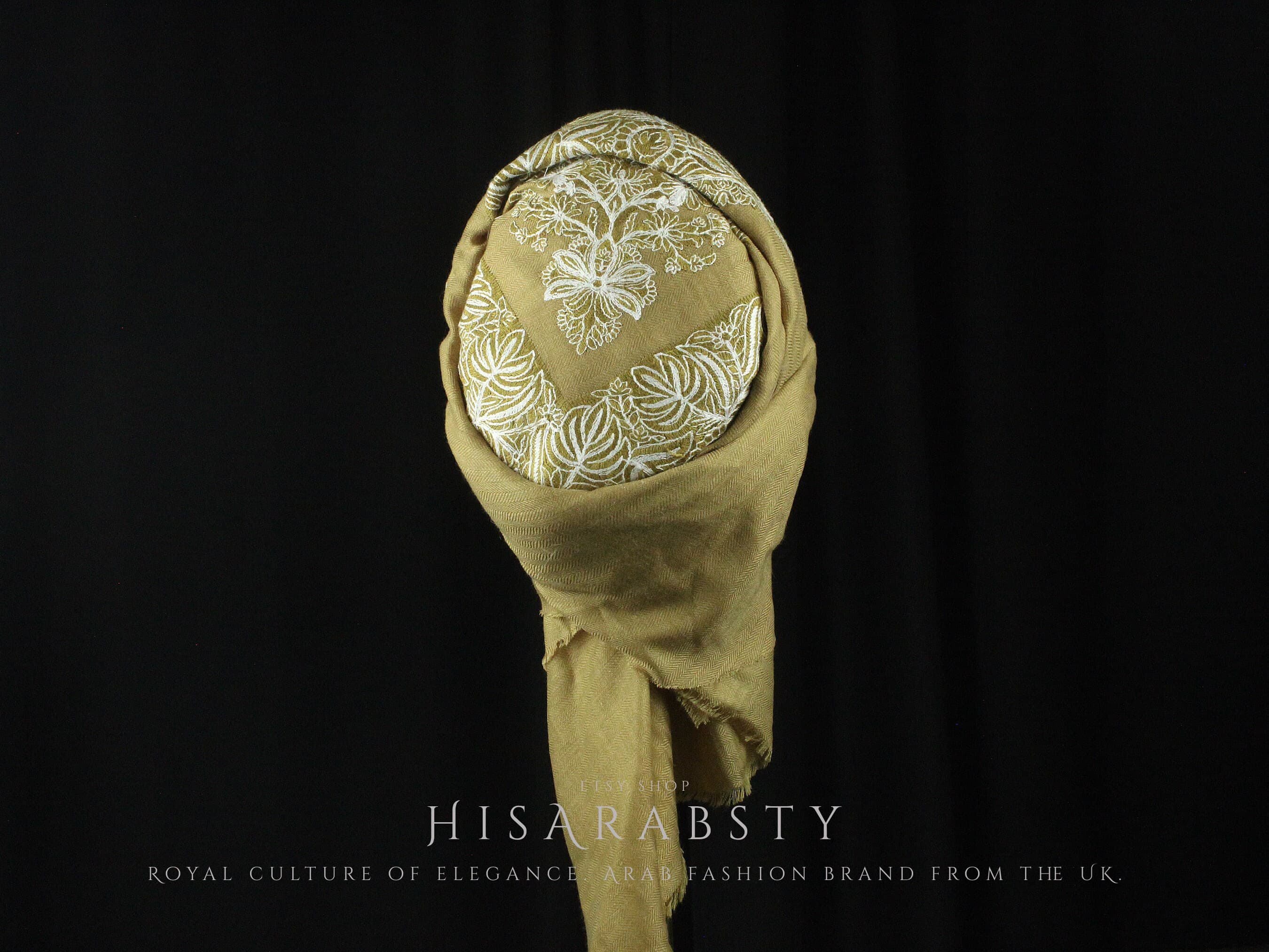 Ready To Wear Traditional Yemeni Embroidered Imamah Shemagh Adjustable Perfect For Men & Children Arab Unique Scarf Easy To Wear AR83 - image 4