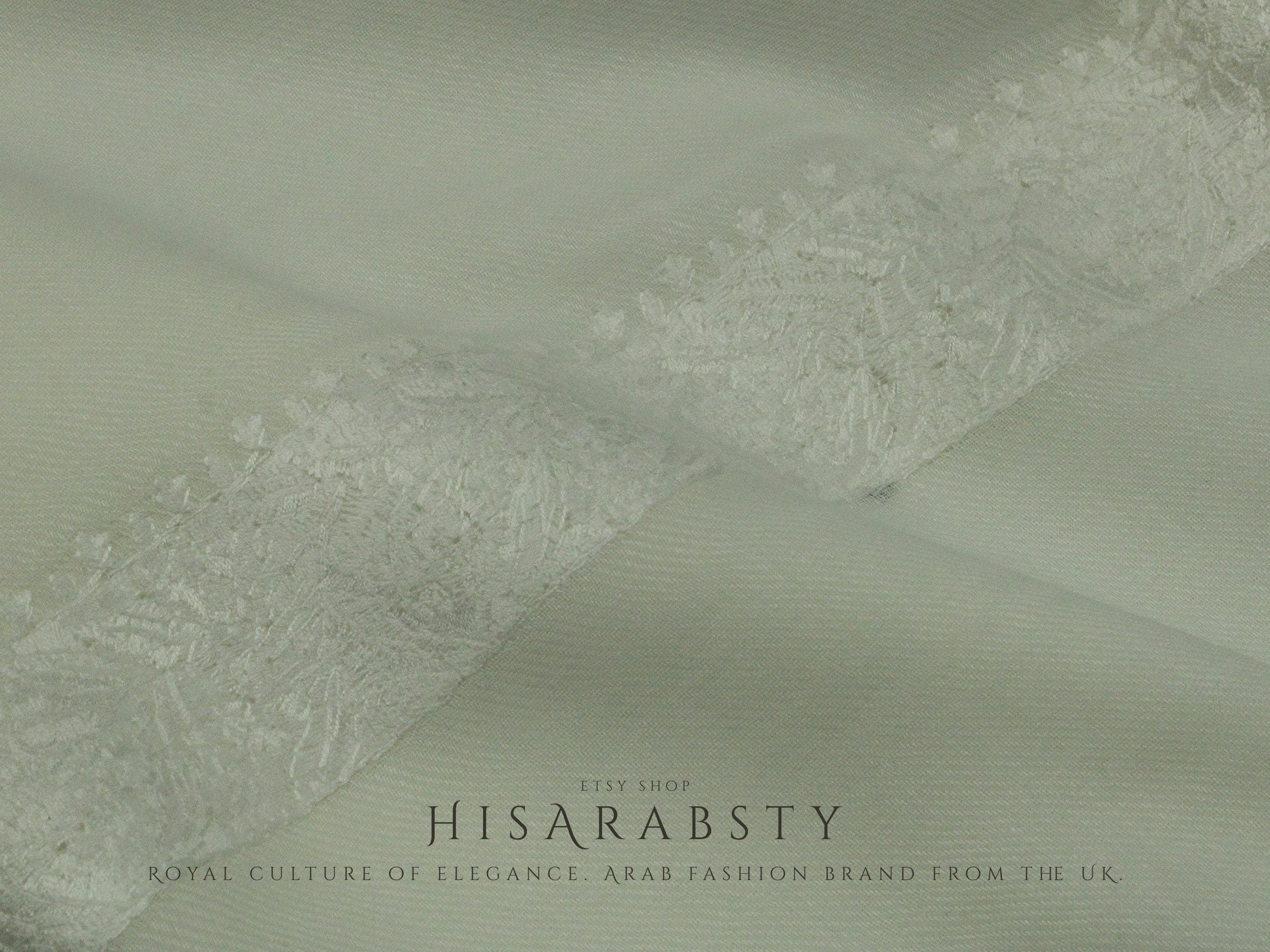 Rare White Authentic Yemeni Shemagh Embroidered Scarf Amazing Keffiyeh Imamah Turban Modest Outfit Islamic Attire Ghutra Headwear HS2 - image 5