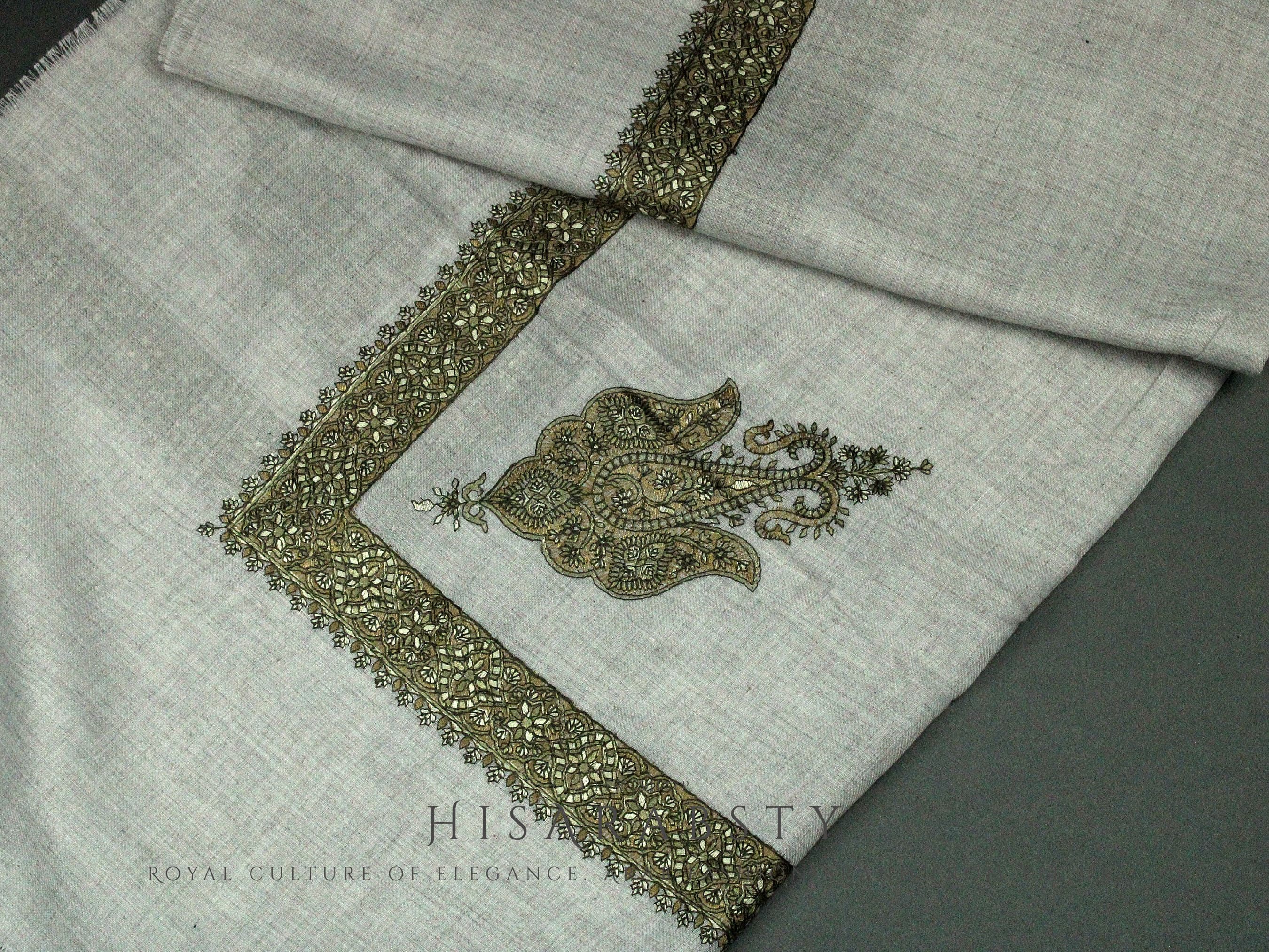 Rare Grey Authentic Yemeni Shemagh Embroidered Scarf Premium Keffiyeh Imamah Turban Eid Outfit Islamic Attire Gift Ghutra Headwear AR103