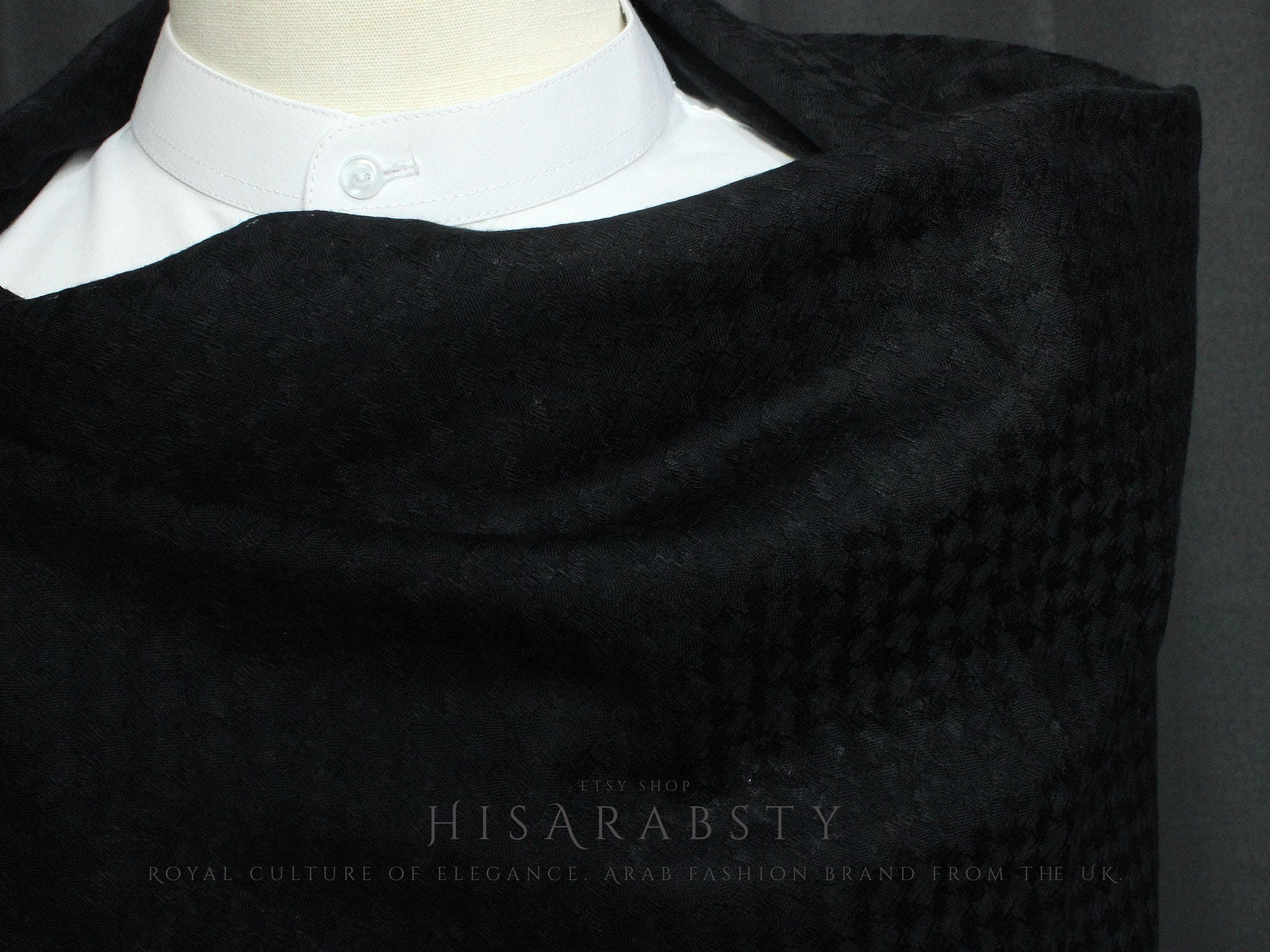 Full Black Shemagh Original Arabian Scarf Saudi Arabian Imamah Islamic Arabic Attire Ghutra Arab Outfit Soft Everyday Use XB01
