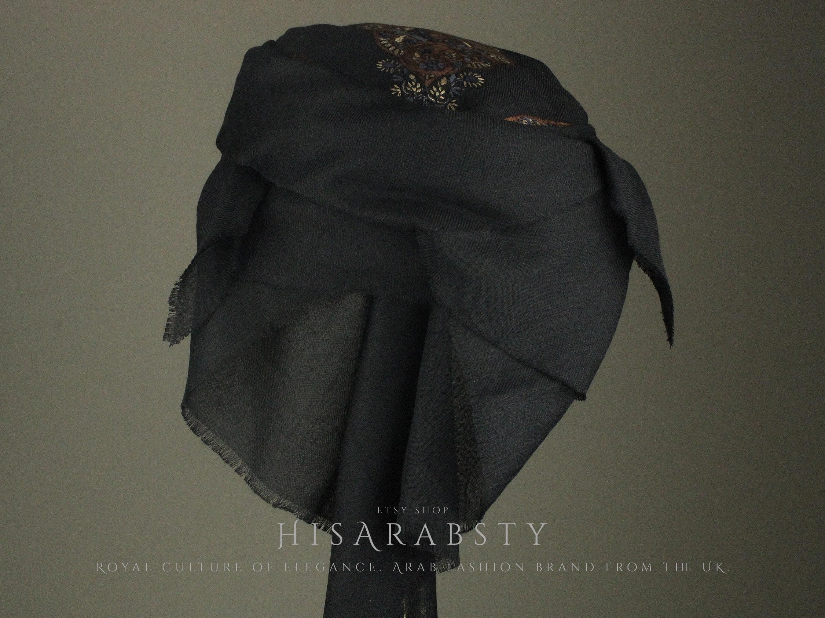 Ready To Wear Black Traditional Yemeni Embroidered Imamah Shemagh Adjustable Perfect For Men & Children Unique Scarf Easy To Wear AB3 - image 3