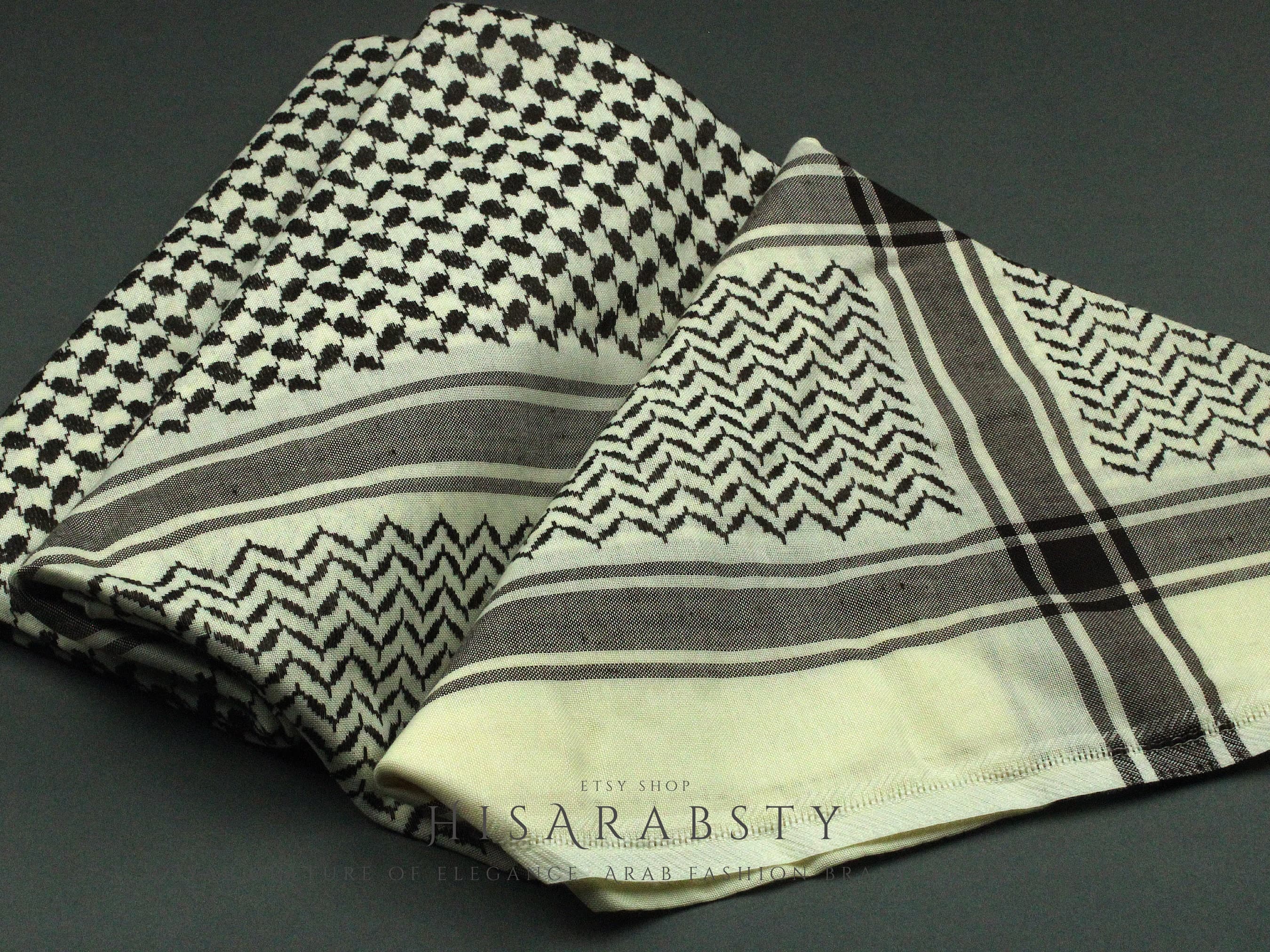 Rare Premium Shemagh Cream and Brown Keffiyeh Original Arabic Scarf Saudi Arabian Imamah Islamic Arab Attire Ghutra Outfit Cotton Soft AR30 - image 4