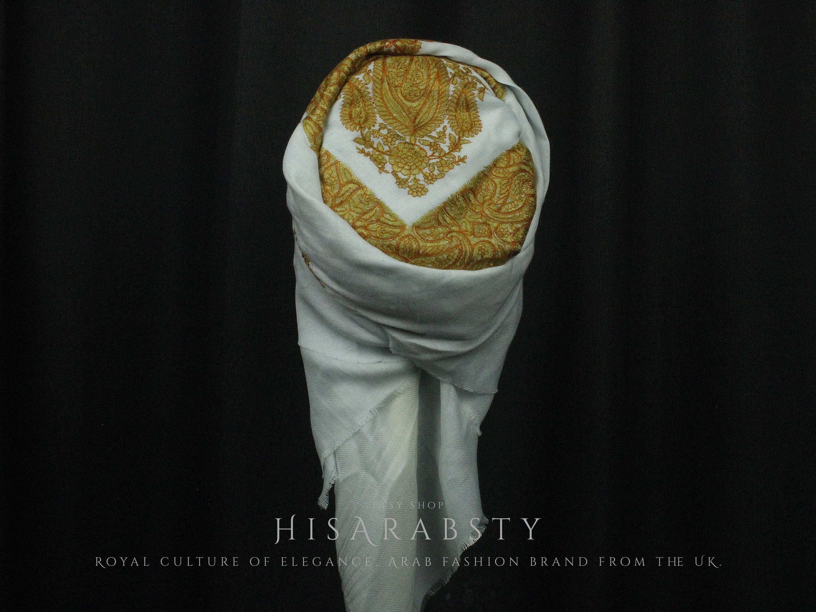 Ready To Wear Mint Traditional Yemeni Embroidered Imamah Shemagh Adjustable Perfect For Men & Children Unique Scarf Easy To Wear AR904 - image 3