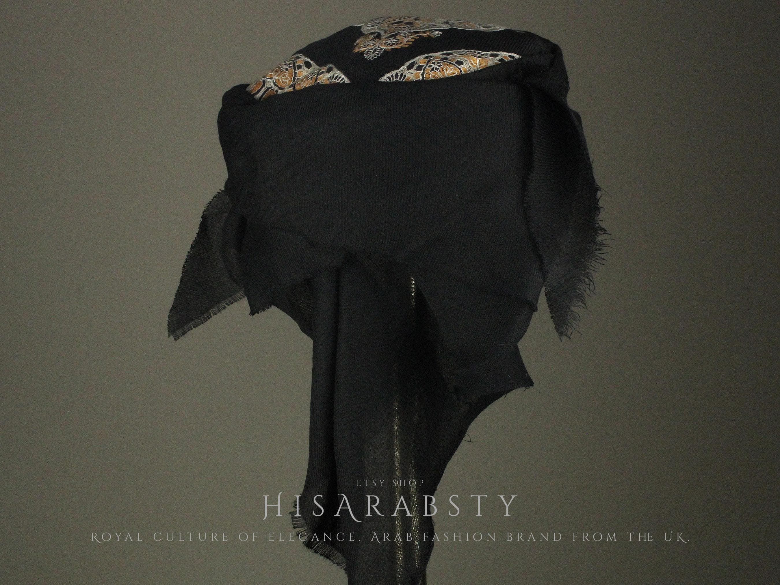 Ready To Wear Black Traditional Yemeni Embroidered Imamah Shemagh Adjustable Perfect For Men & Children Unique Scarf Easy To Wear AB4 - image 3