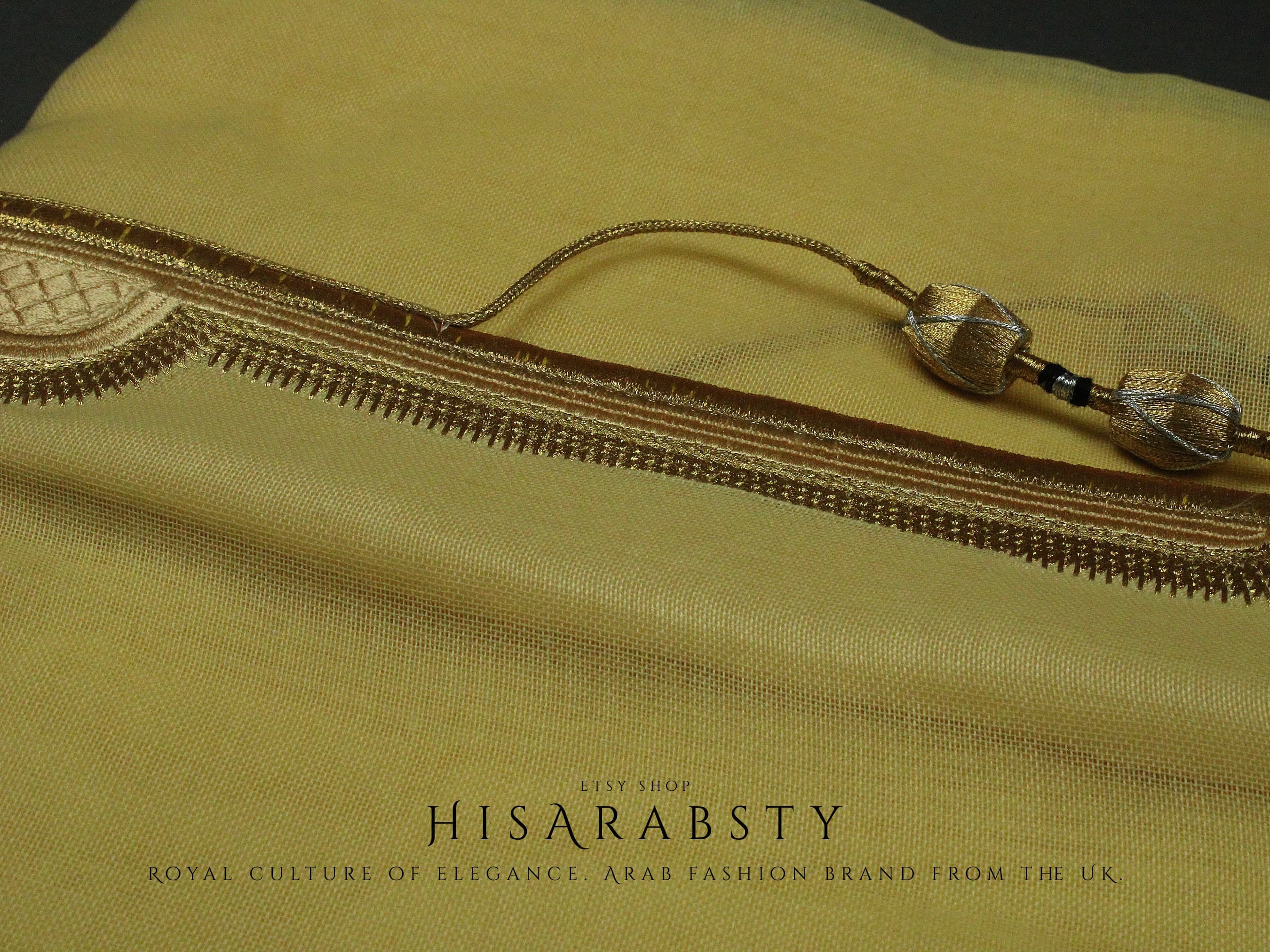 Rare Authentic Light Golden Bisht Premium Khaliji Men Cloak Embroidery Perfect for Formal Event celebration Mishla ʿAbāʾas Garment Arab AR62 - image 5
