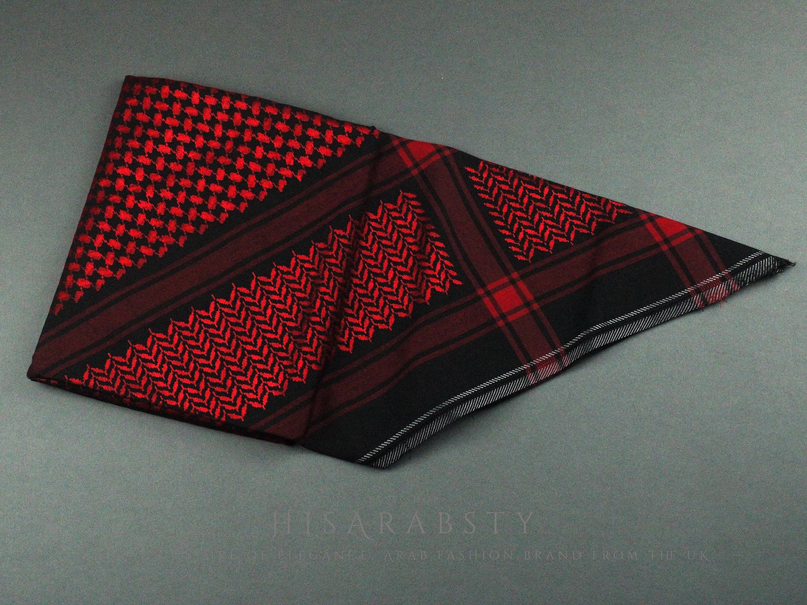 Rare Premium Shemagh Black and Red Keffiyeh Original Arabian Scarf Saudi Arabian Imamah Islamic Arabic Attire Ghutra Outfit Cotton Soft AR29 - image 4