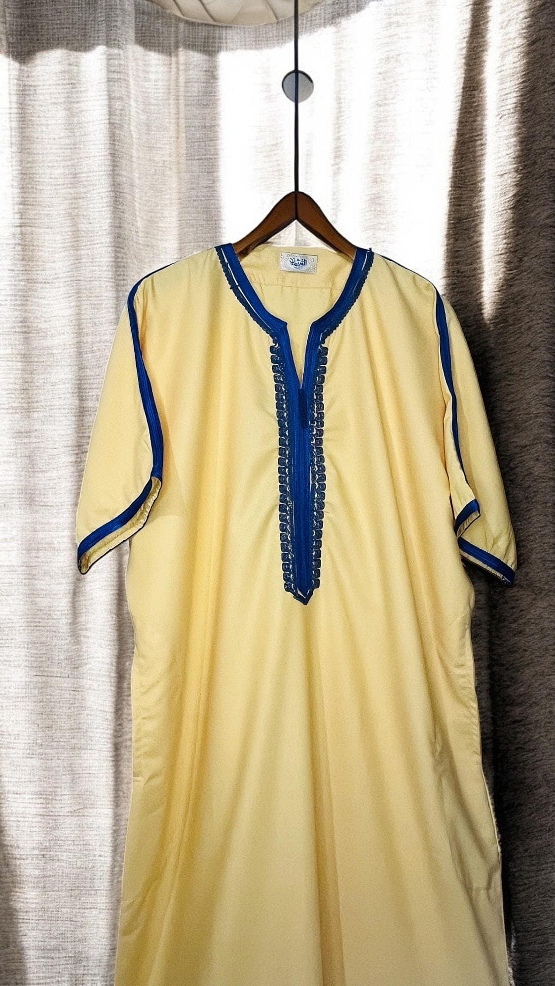 Yellow and Blue Moroccan Comfortable Kandora Djellaba Thobe Soft Elegant Perfect for Everyday Wear MR12 - image 3