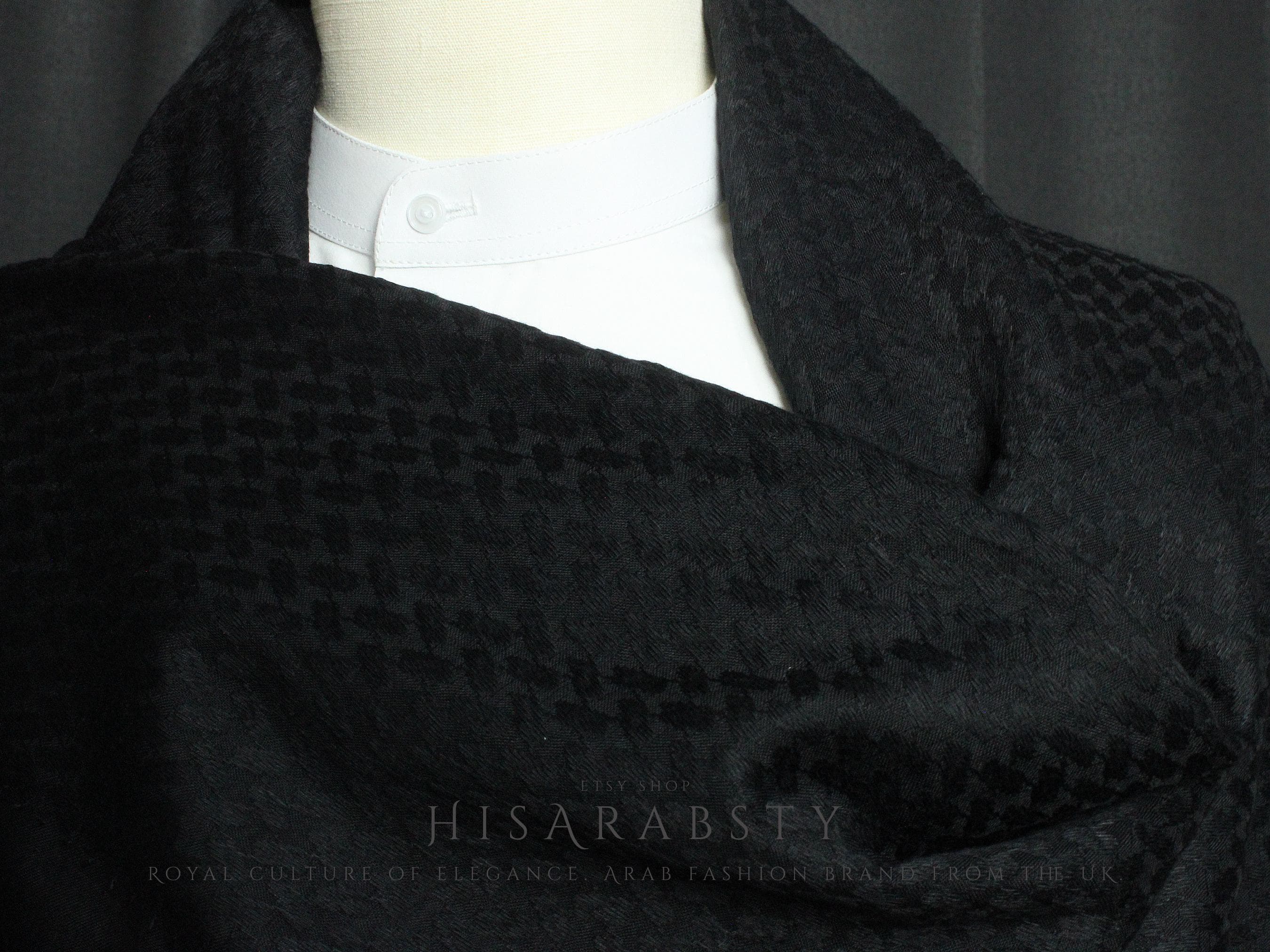 Full Black Shemagh Original Arabian Scarf Saudi Arabian Imamah Islamic Arabic Attire Ghutra Arab Outfit Soft Everyday Use XB02