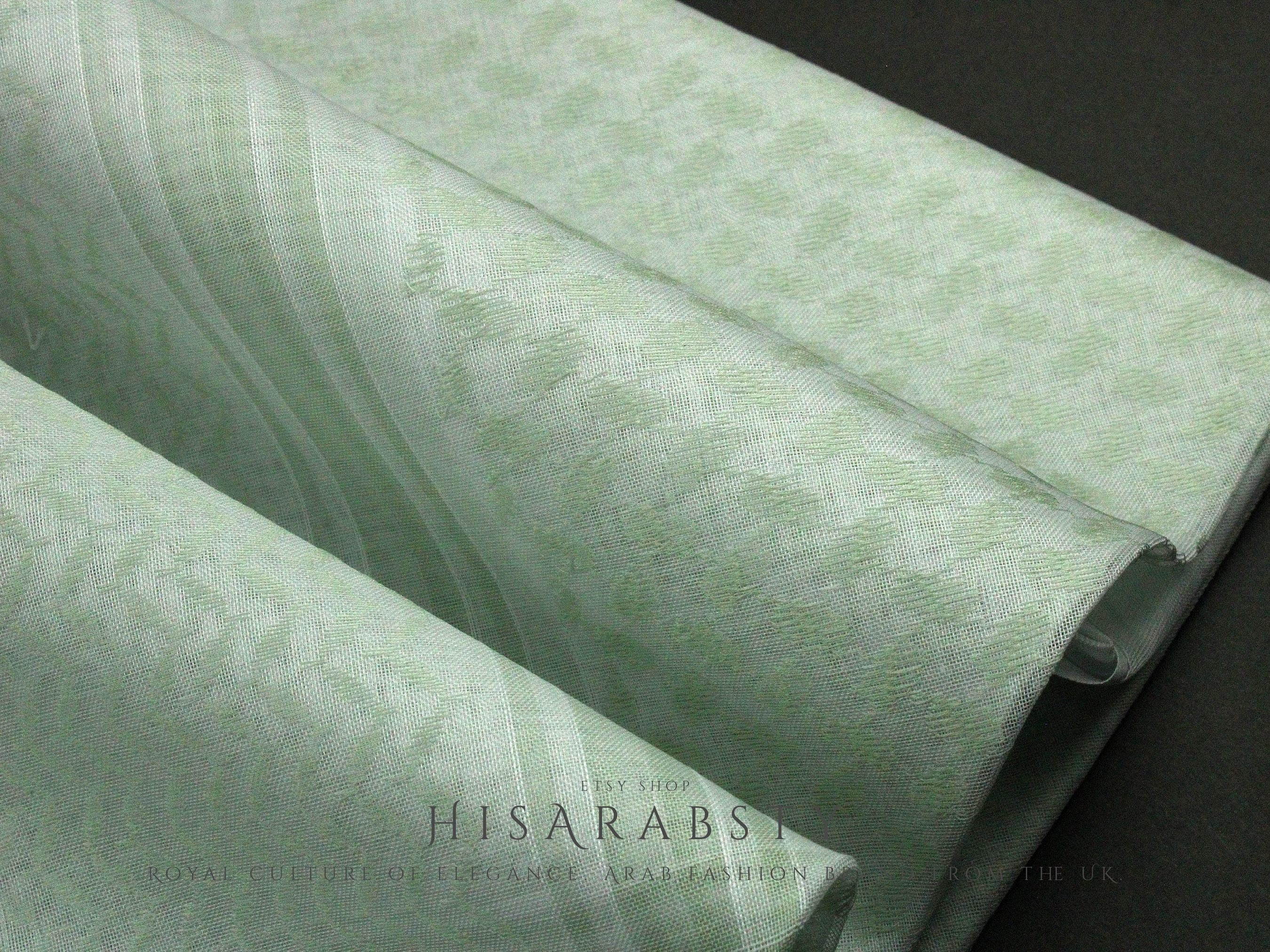 Rare Premium Mint Green and White Saudi Shemagh Classic Scarf Super Soft LightWeight Easy To Wear Keffiyeh Imamah Ghutra MT2 - image 5