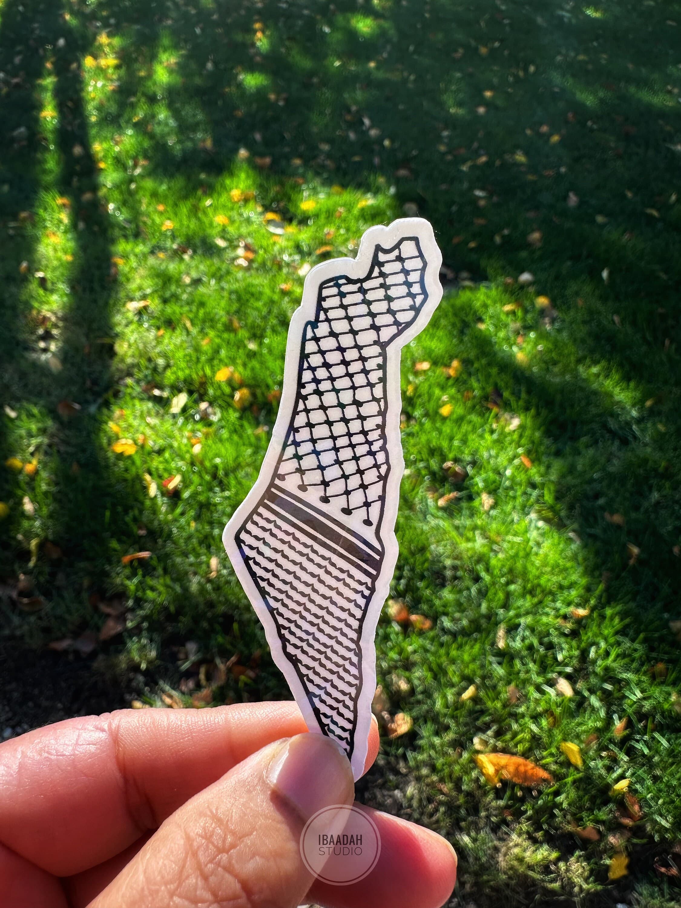 Palestine Map Sticker: Traditional Keffiyeh Pattern, Weatherproof Vinyl - image 3