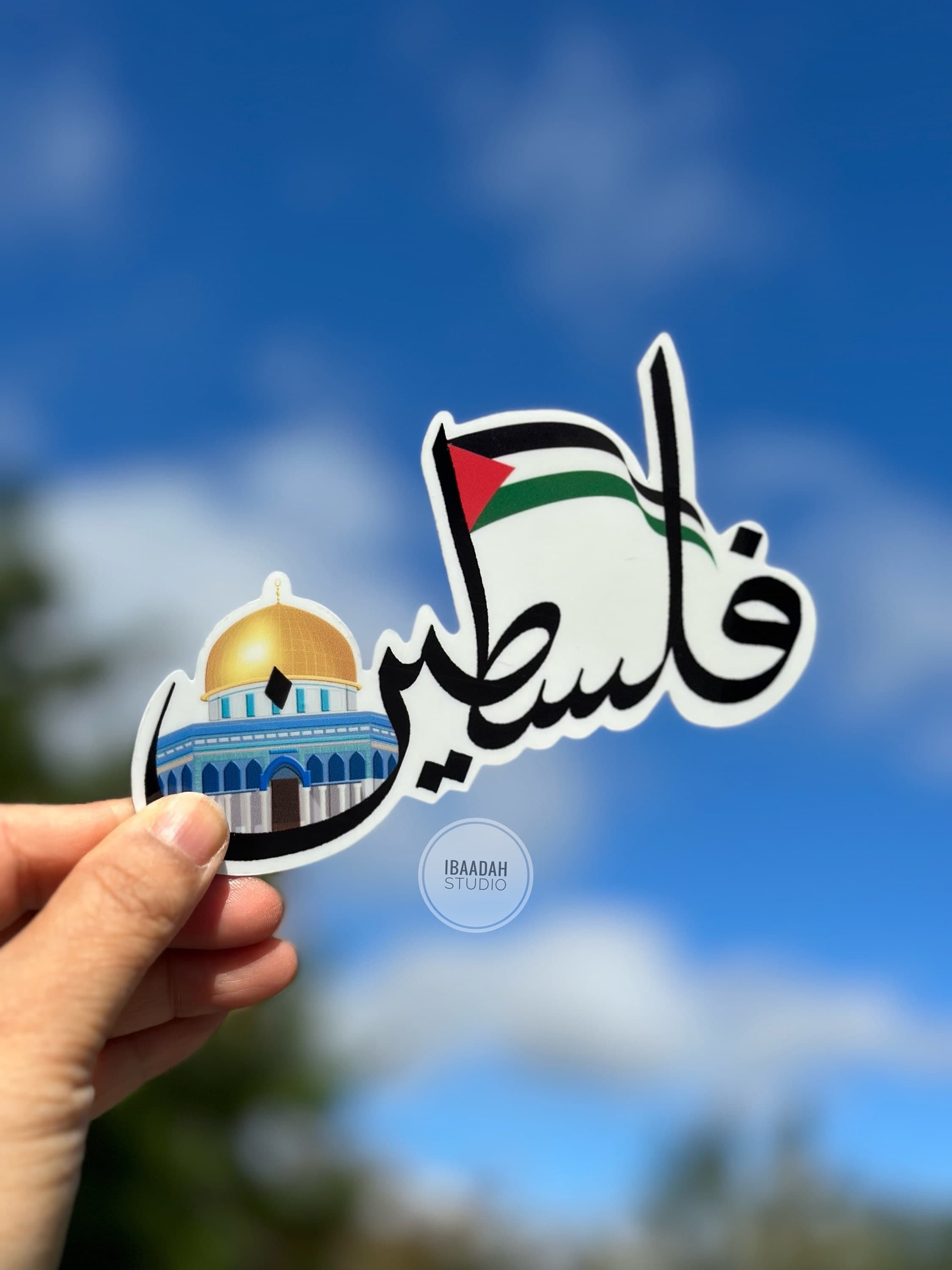 Palestine Flag & Al-Aqsa Mosque Glossy Sticker