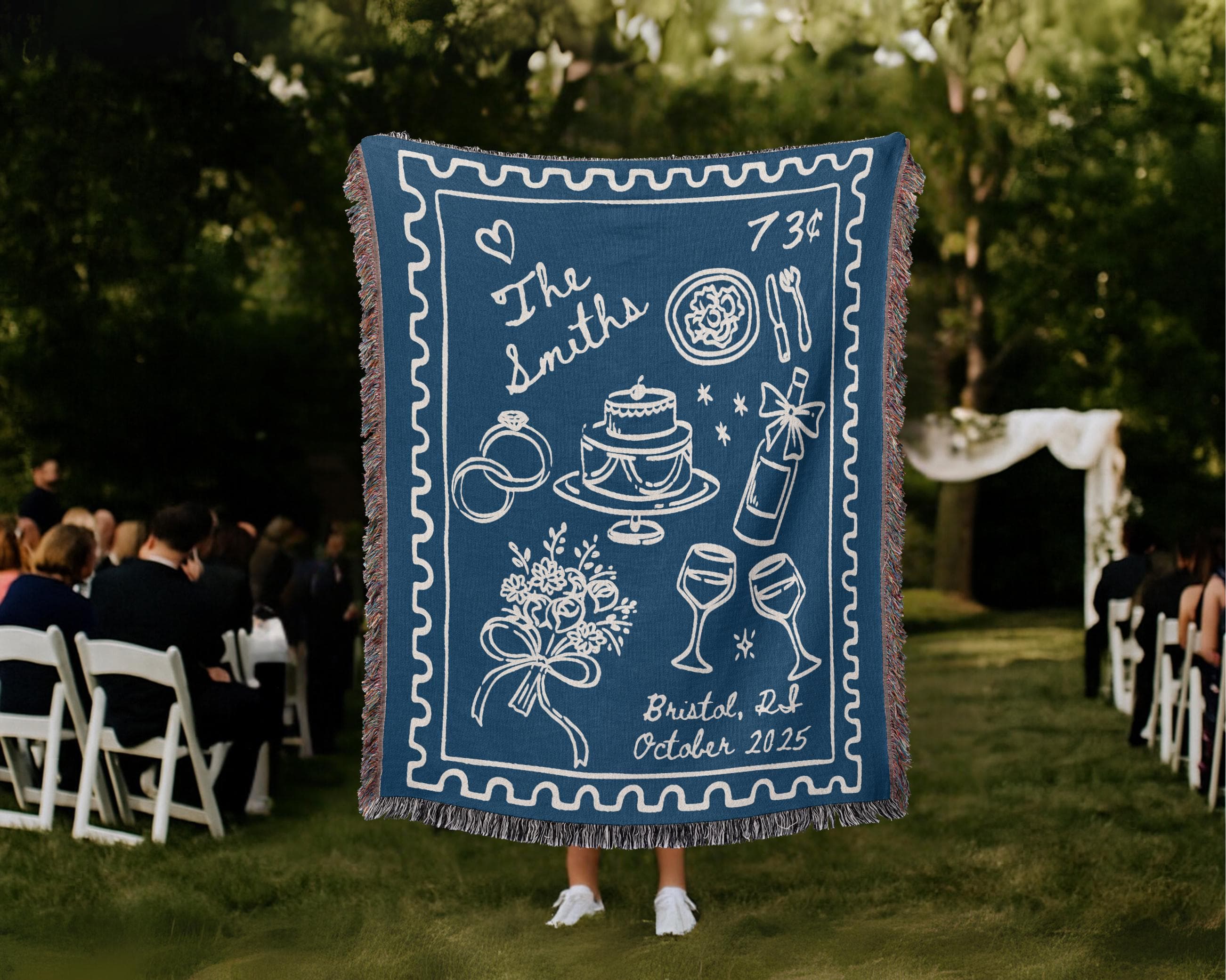 Custom Woven Wedding Blanket: Hand-Drawn Couple Keepsake - image 3
