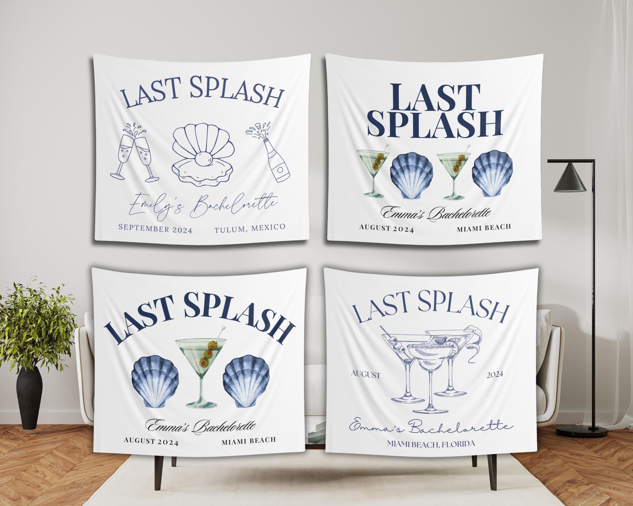 Last Splash Bachelorette Tapestry: Custom Coastal Party Banner