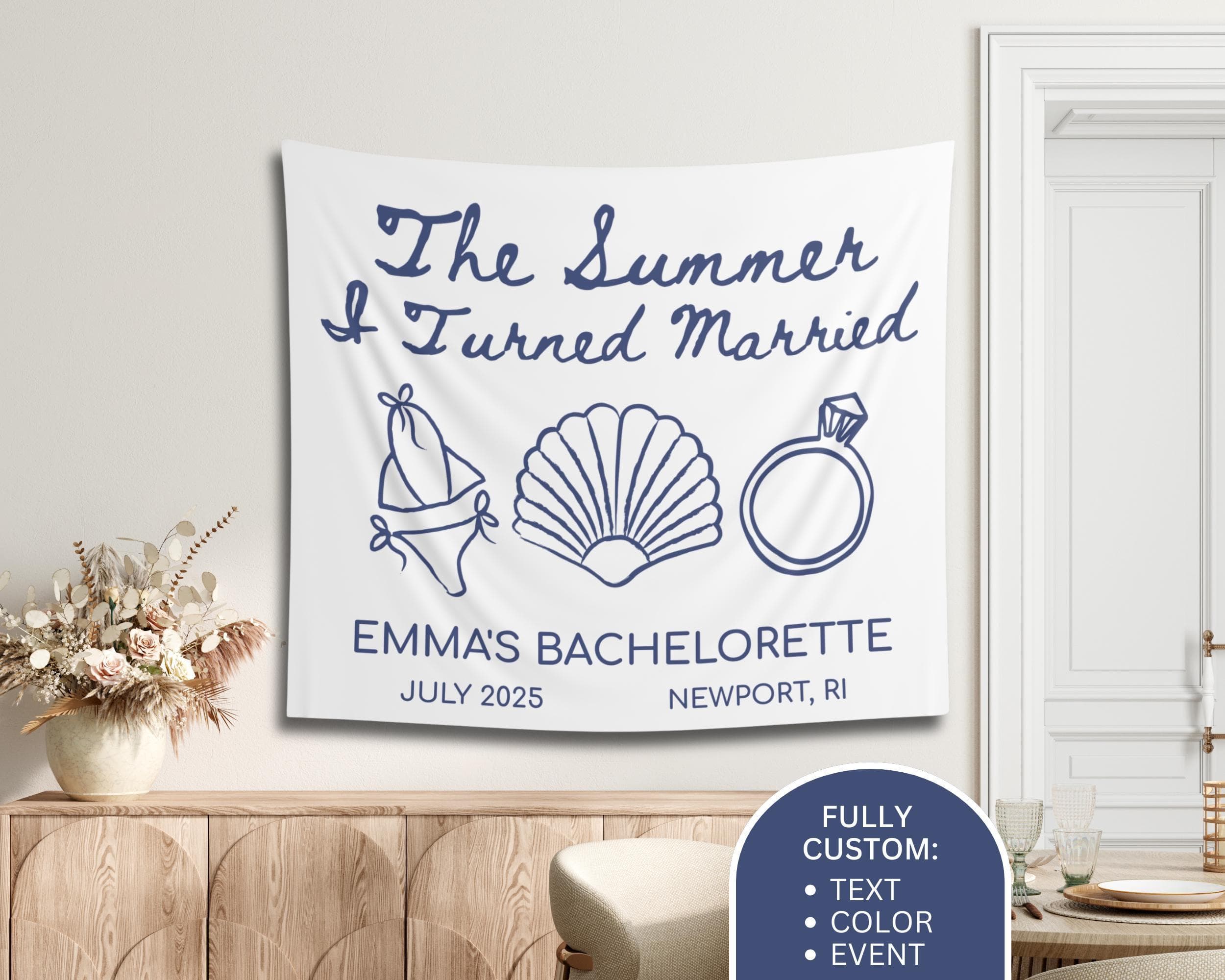 Personalized Bachelorette Tapestry: Beach Theme Party Banner