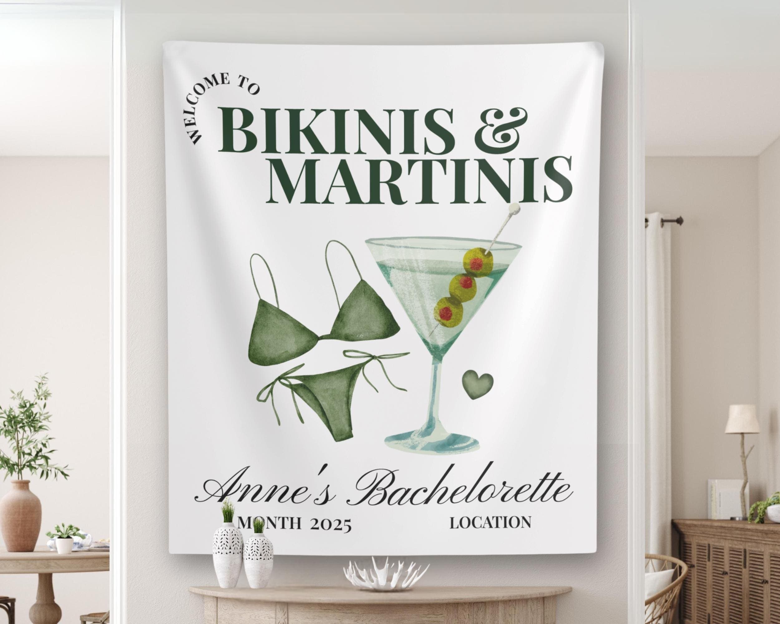 Espresso Martini Bachelorette Banner Bachelorette Party Tapestry, Bikinis Martinis Banner, Espresso Martini Bridal Shower, welcome sign - image 4