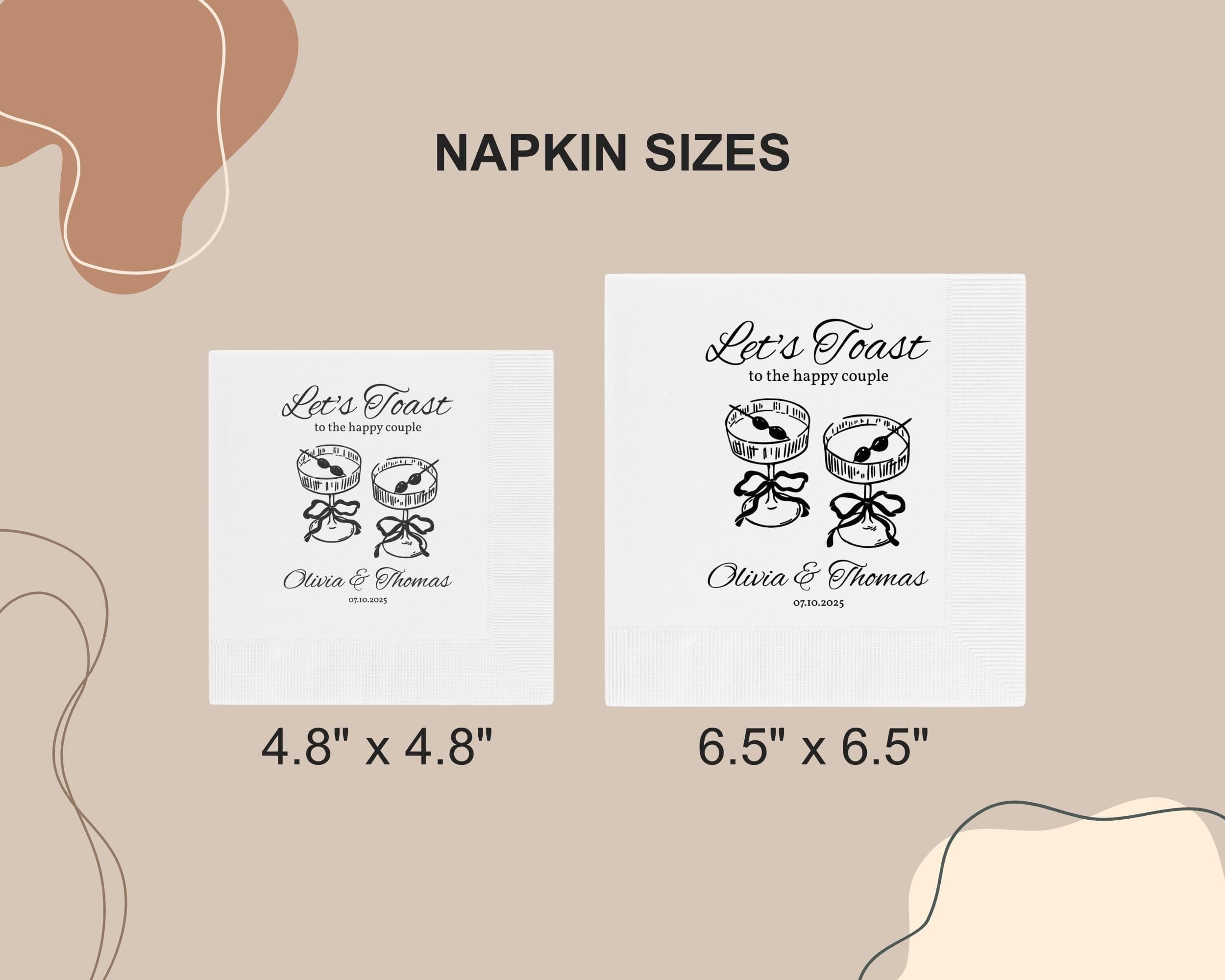 Personalized Wedding Napkins: Let's Toast, Rehearsal Dinner Decor - image 5