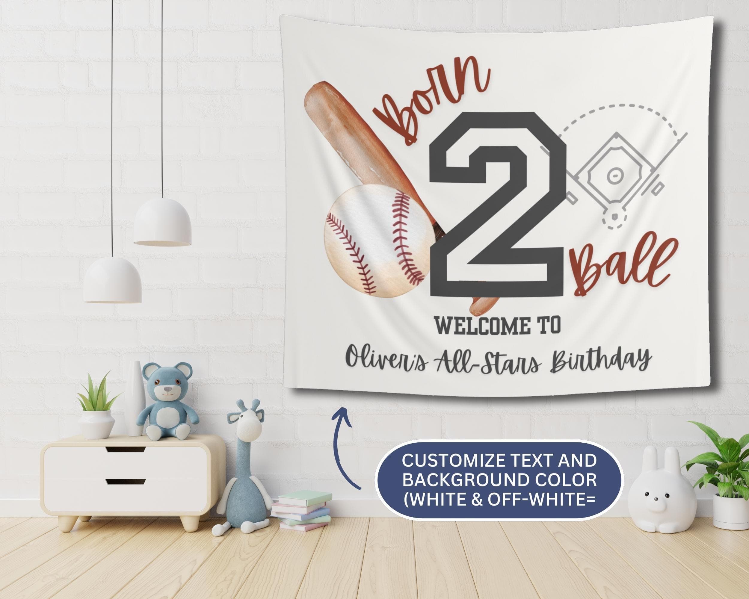 Born 2 Ball Baseball Birthday Banner: Custom Kids Party Decor - image 4