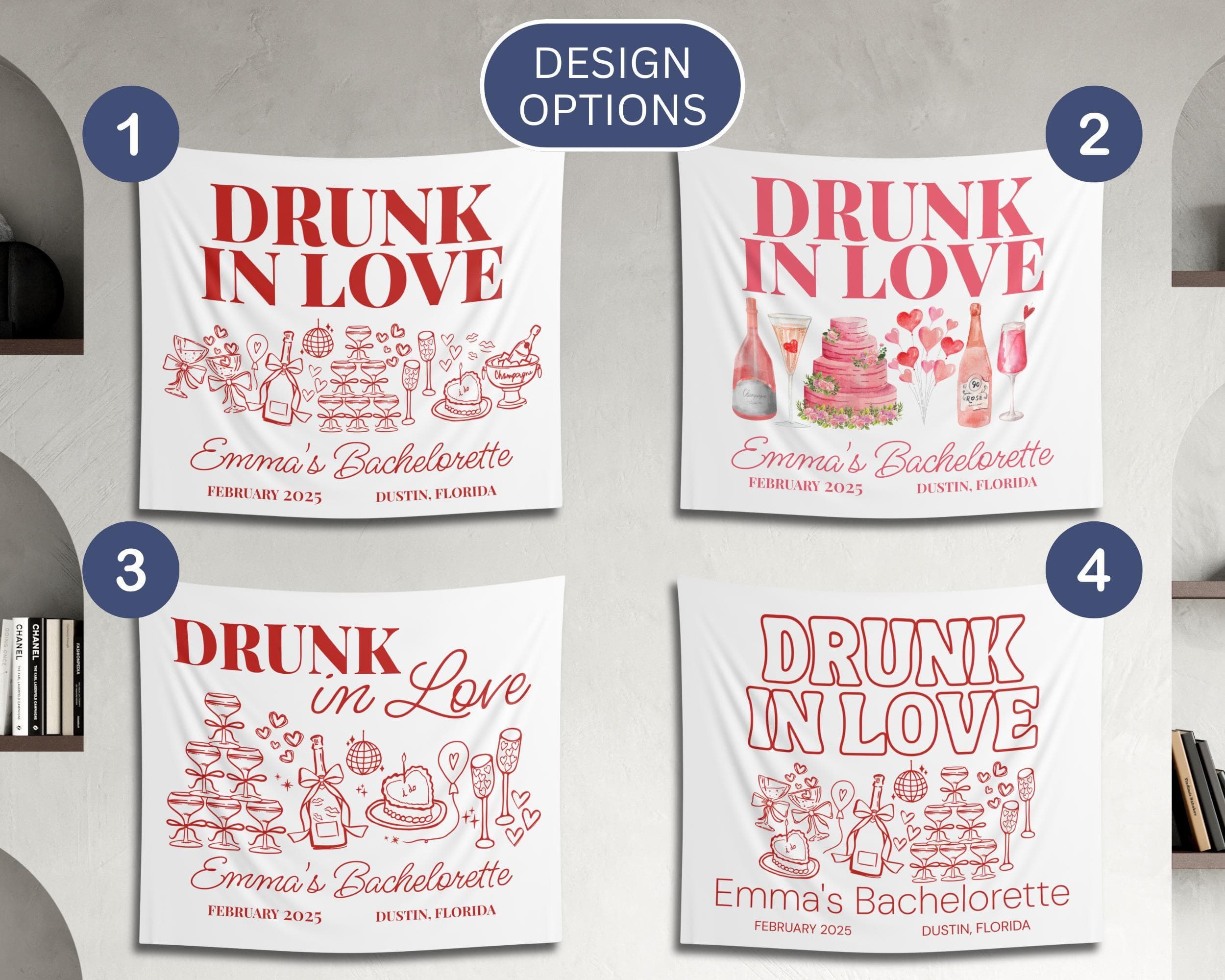 Personalized Bachelorette Party Tapestry: Drunk in Love Banner - image 5