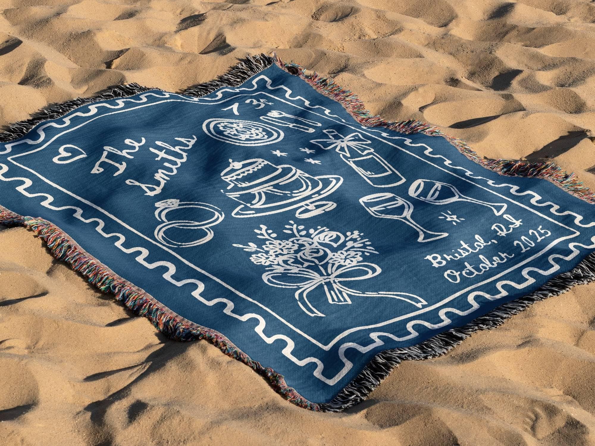 Custom Woven Wedding Blanket: Hand-Drawn Couple Keepsake - image 4