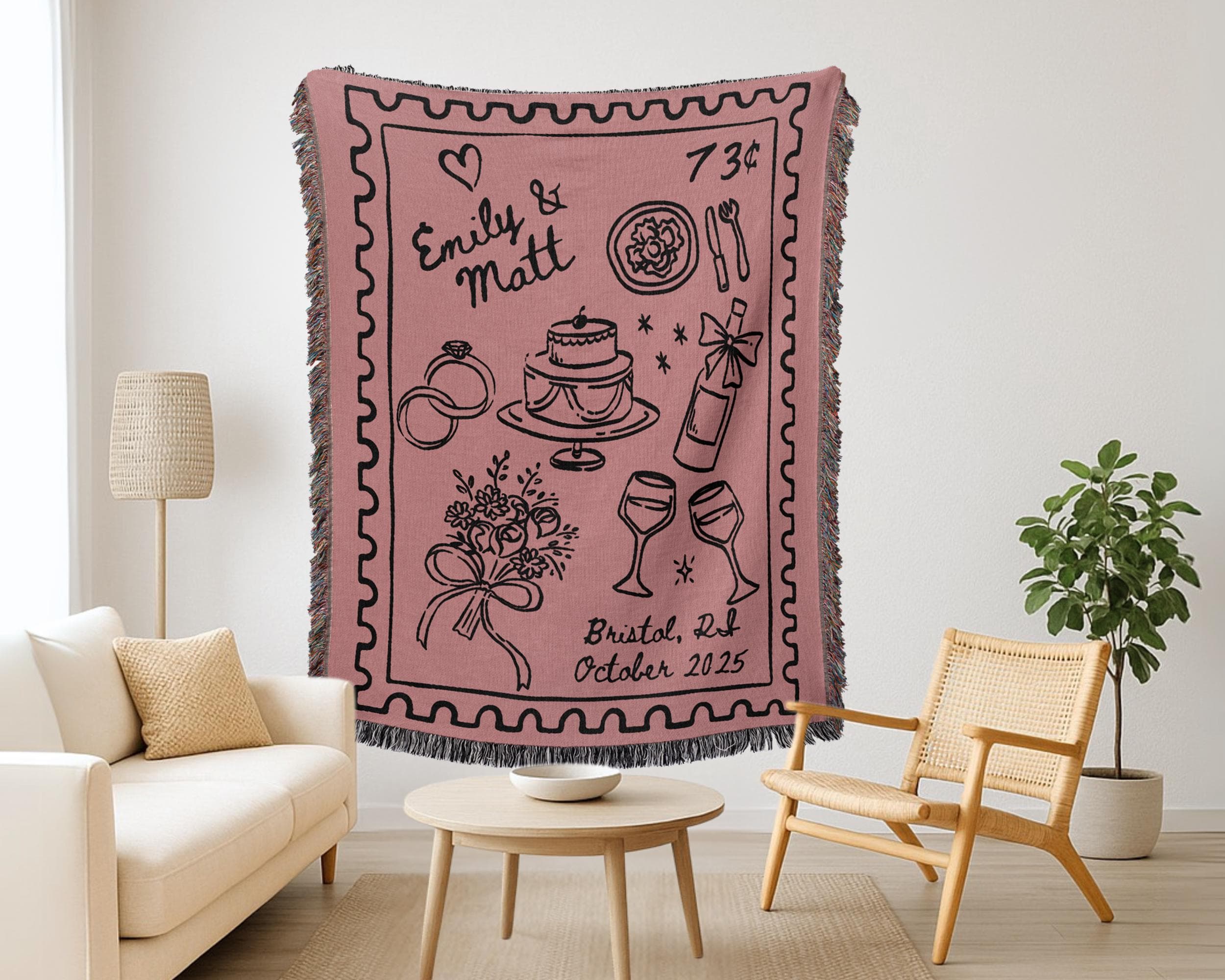Custom Wedding Blanket: Hand-Woven Cotton Keepsake with Names & Location - image 5
