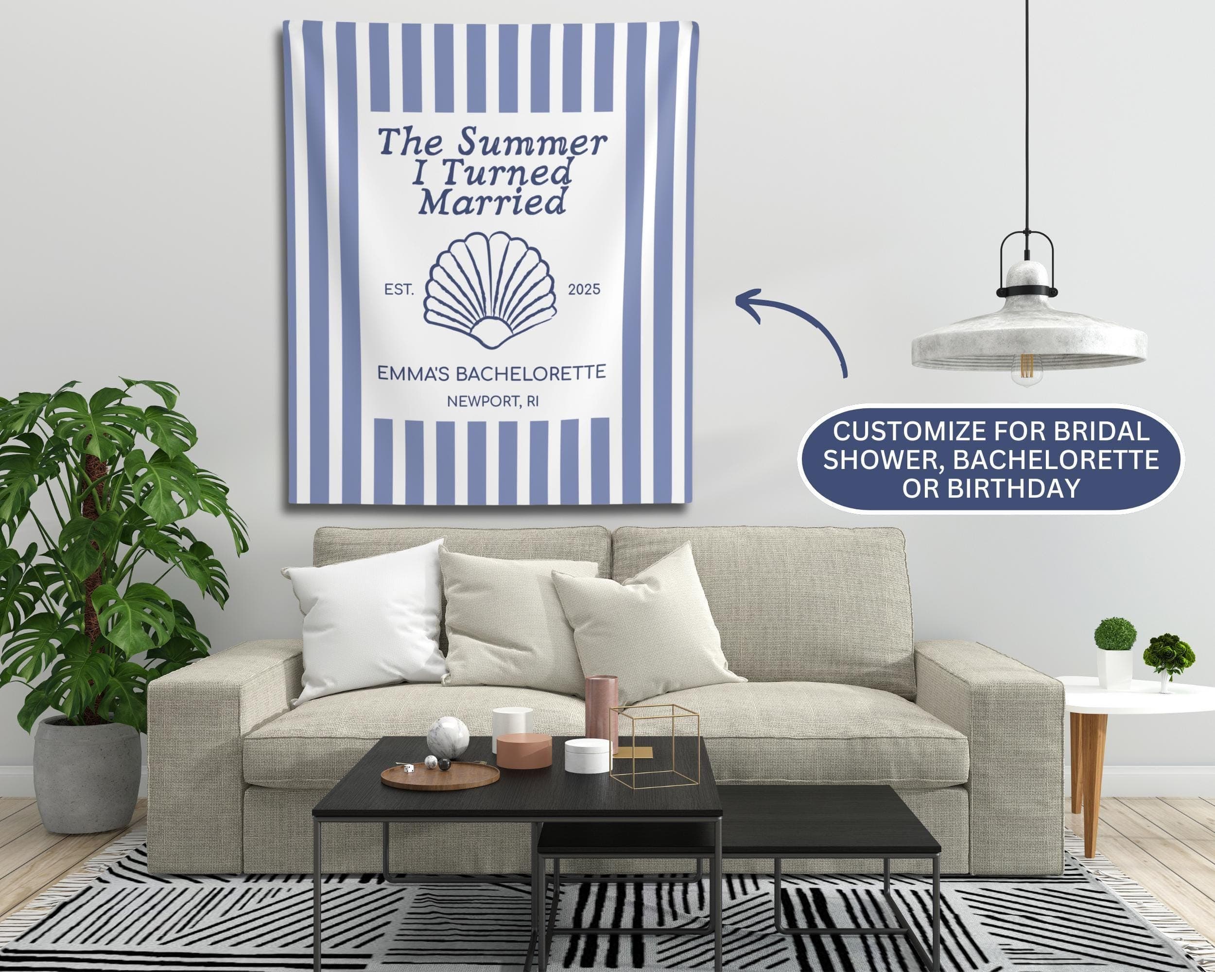 Personalized Bachelorette Banner: Beach Theme Tapestry Wall Hanging - image 3