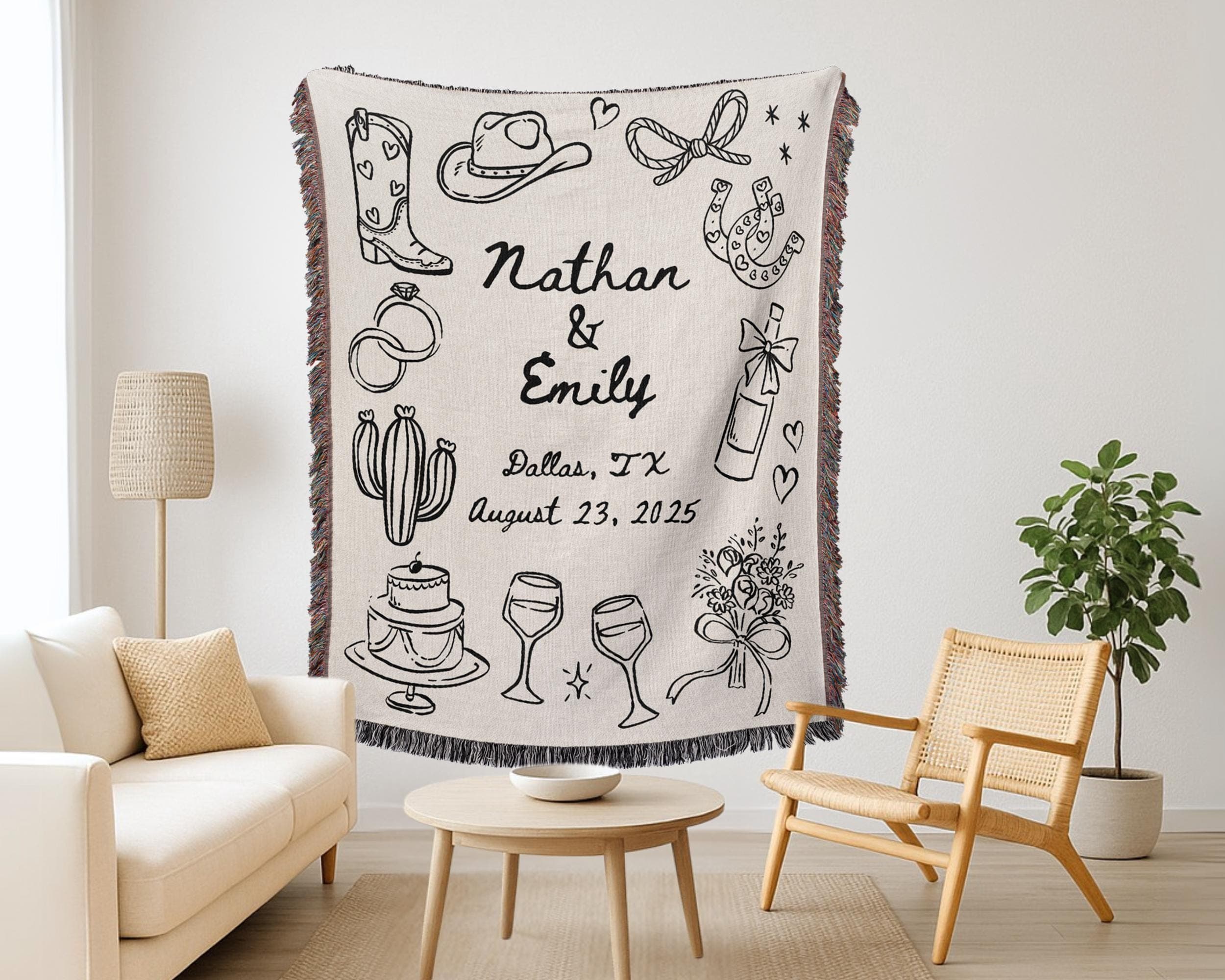 Custom Woven Western Wedding Blanket: Cowboy Boots, Rustic Keepsake - image 4