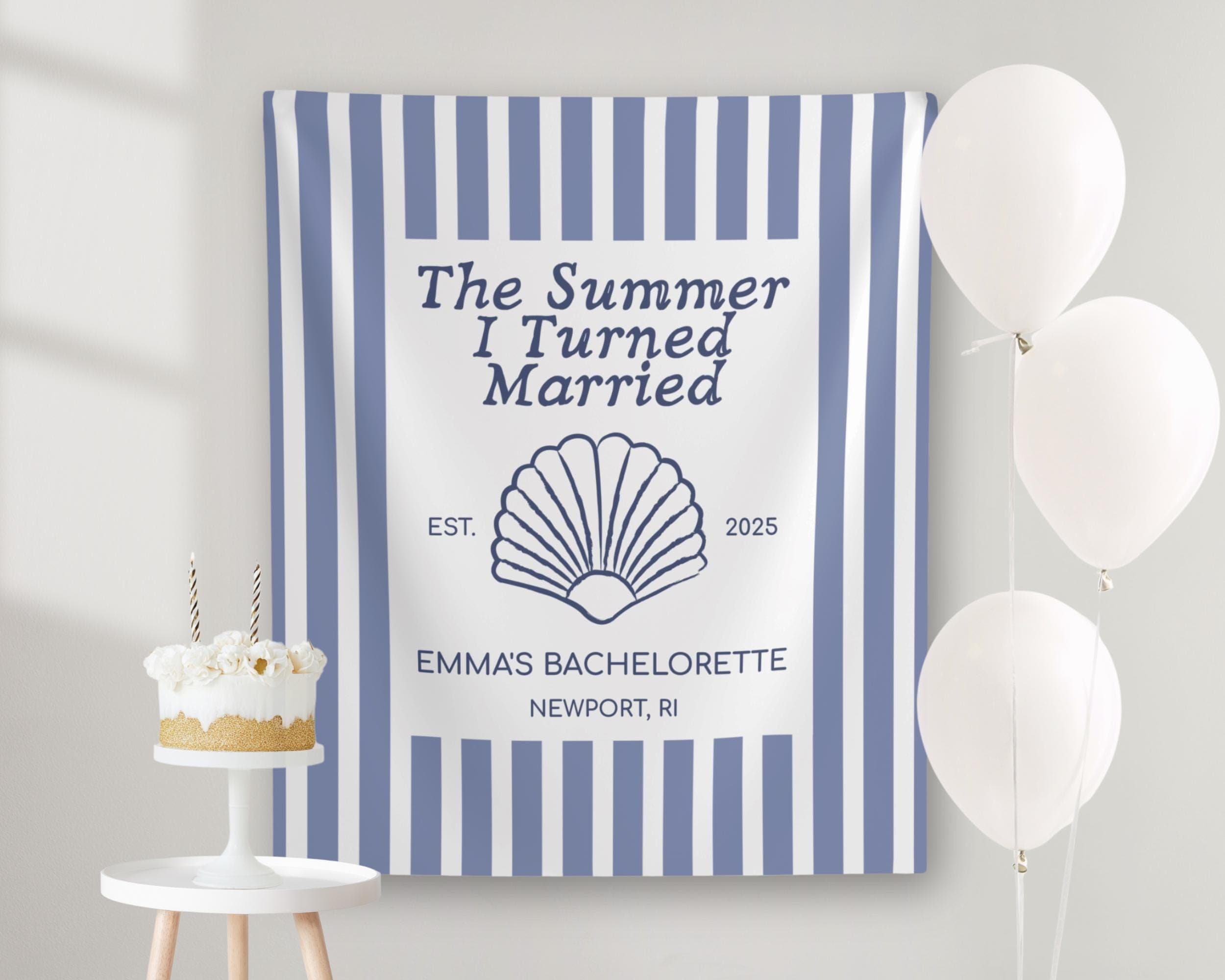 Personalized Bachelorette Banner: Beach Theme Tapestry Wall Hanging