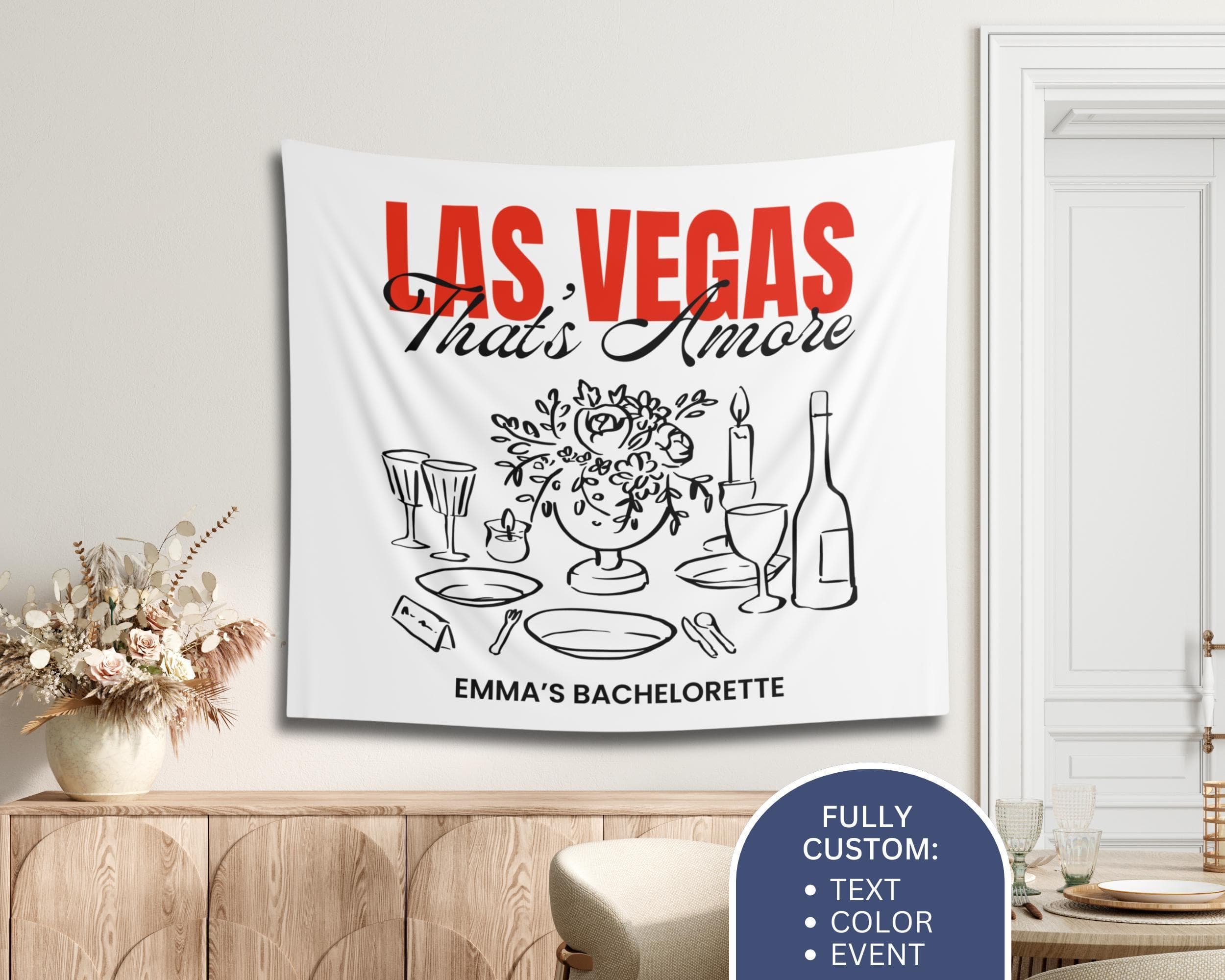 Personalized Thats Amore Tapestry: Italian Bachelorette Party Decor