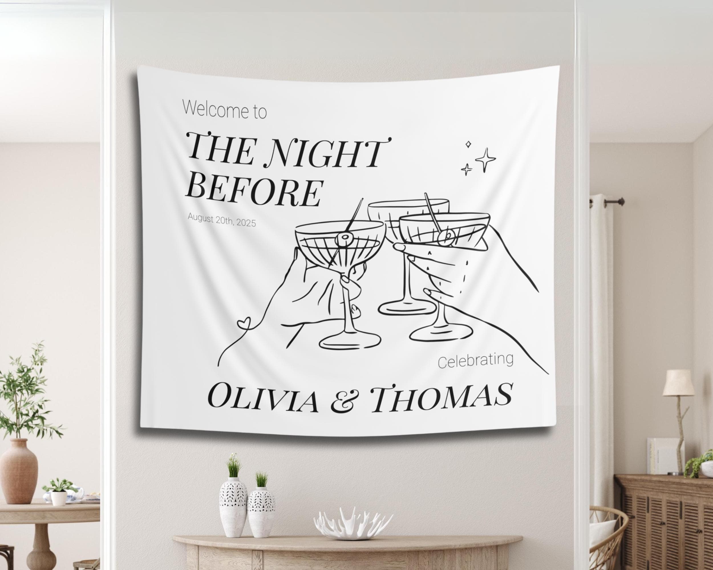 Personalized Rehearsal Dinner Banner: The Night Before Tapestry - image 3